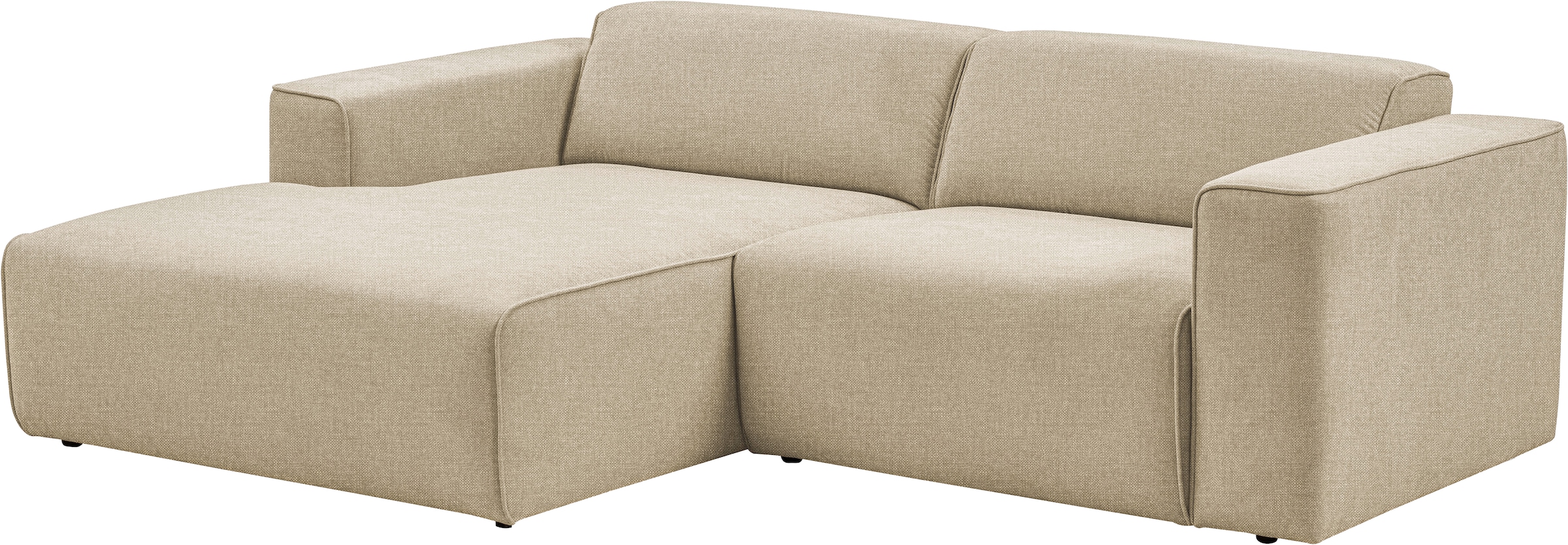 andas Ecksofa »Noord mit Kedernaht, Breite 234 cm«, Cord, Struktur, Webstoff, mit Wellenunterfederung, Massivholzrahmen