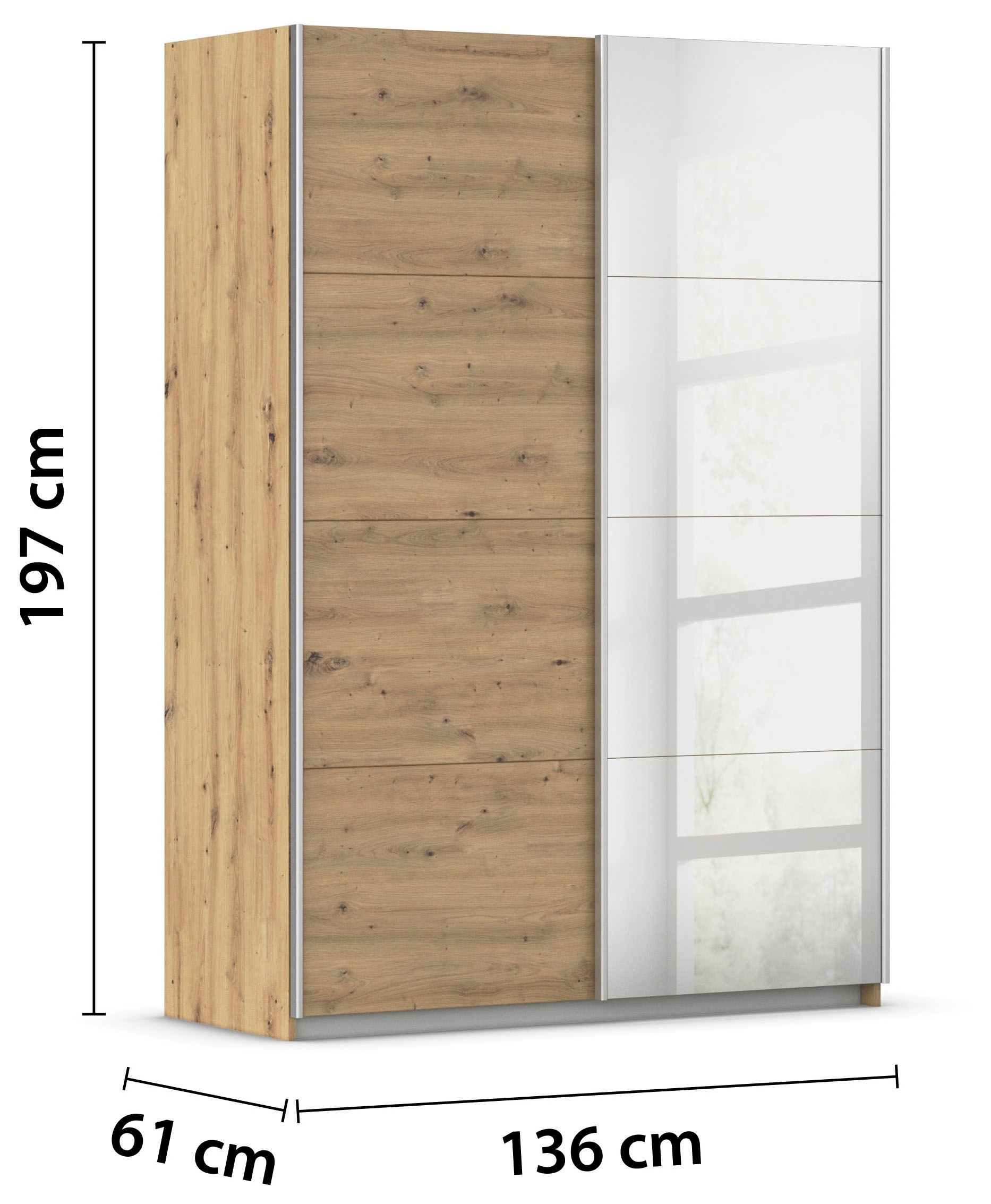 rauch Schwebetürenschrank »Subito Kleiderschrank Bestseller« Dekor- & Spiegelelemente B 136 & 181 - Höhe 197 cm - MADE IN GERMANY