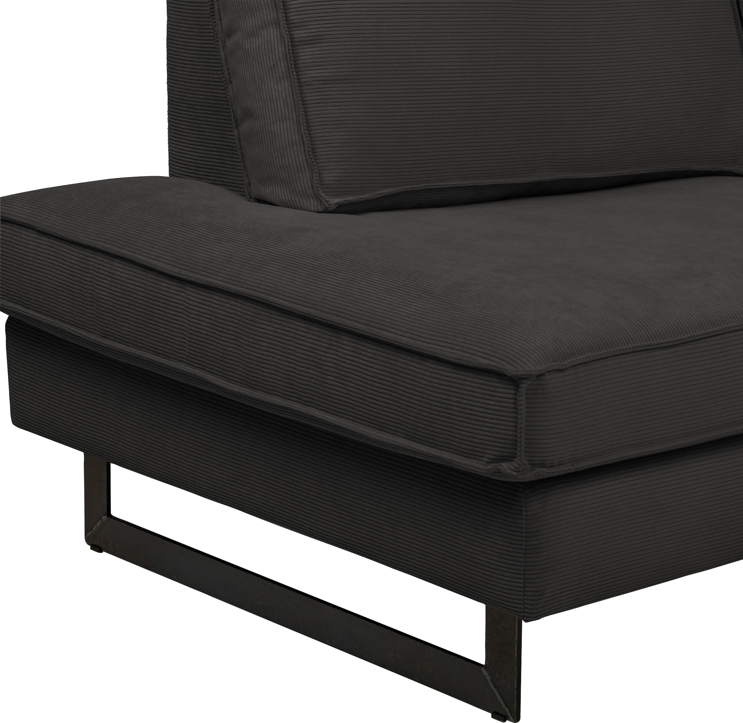 Places of Style Wohnlandschaft »Pinto, 350 cm, U-Form, XXL, mit Ottomanen«, Cord, Chenille, Lederoptik, mit Keder, Metallfüße, Wellenunterfederung