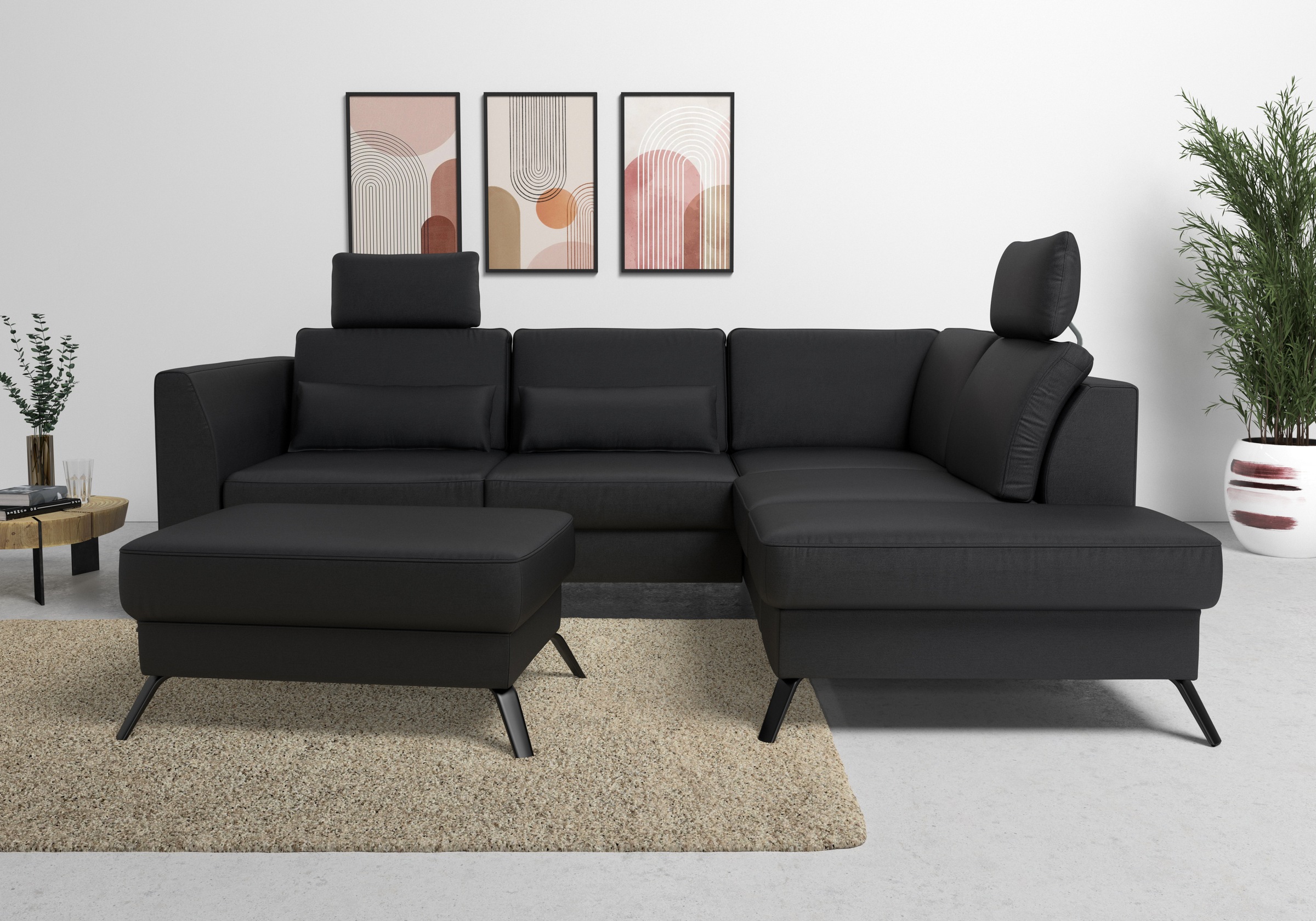 sit&more Ecksofa »Olsen L-Form«, inklusive Sitztiefenverstellung, wahlweise mit Bettfunktion, 15cm hoch