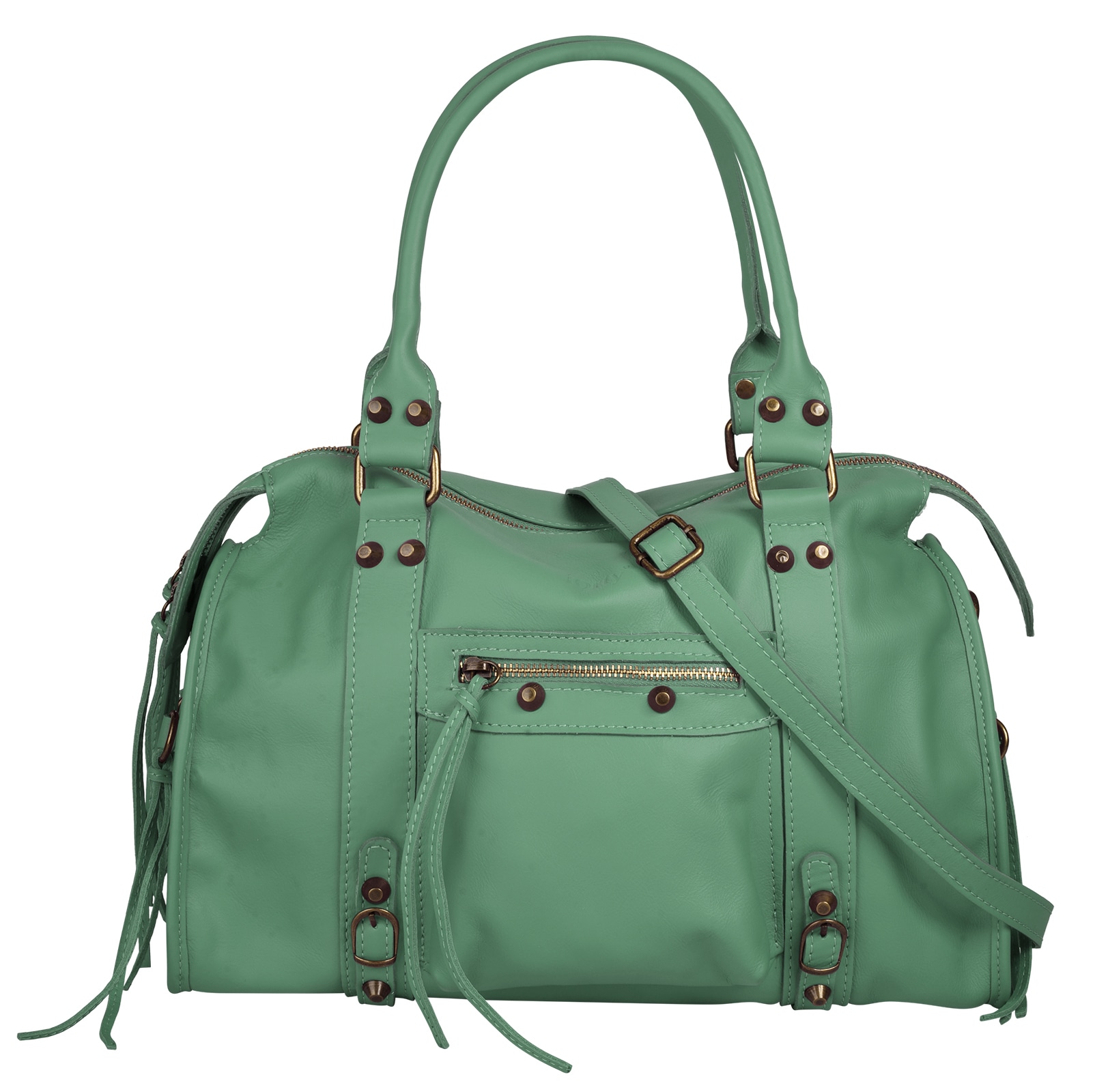 Shopper, echt Leder, Made in Italy, Gr. B/H/T: 38 cm x 25 cm x 14 cm onesize, grün