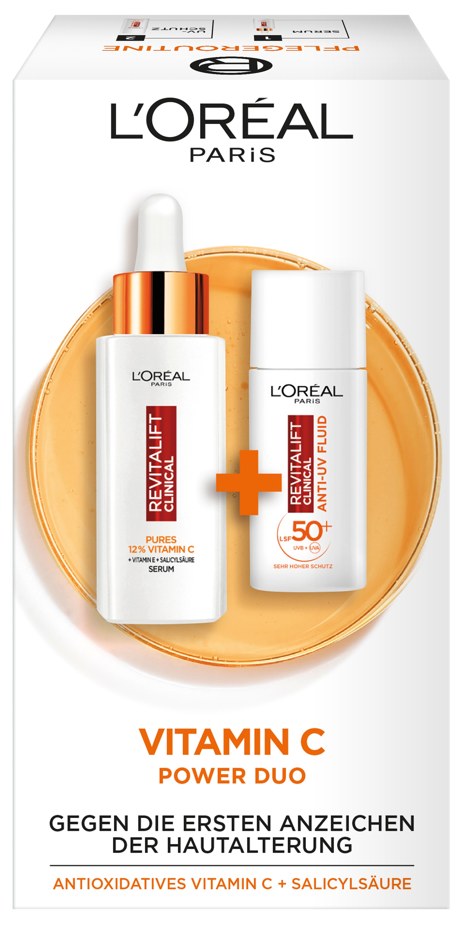 L'ORÉAL PARIS Gesichtspflege-Set »REVITALIFT VITAMIN C POWER DUO« LSF 50, beugt Fältchen und Pigmentflecken vor