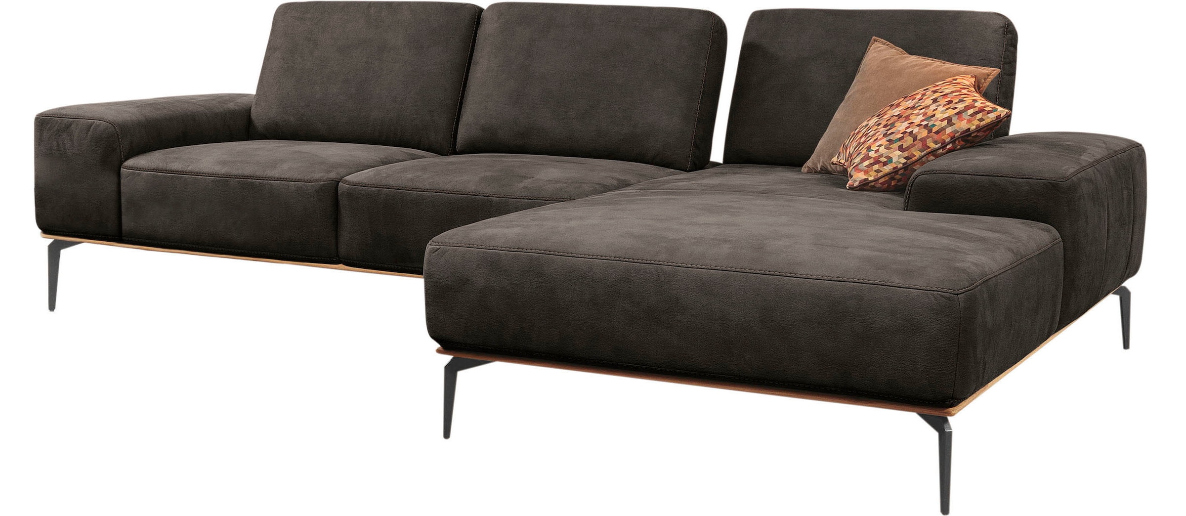 W.SCHILLIG Ecksofa »run, Designsofa mit tollem Sitzkomfort, bequem, L-Form«, mit Holzsockel, Füße in Schwarz pulverbeschichtet, Breite 299 cm