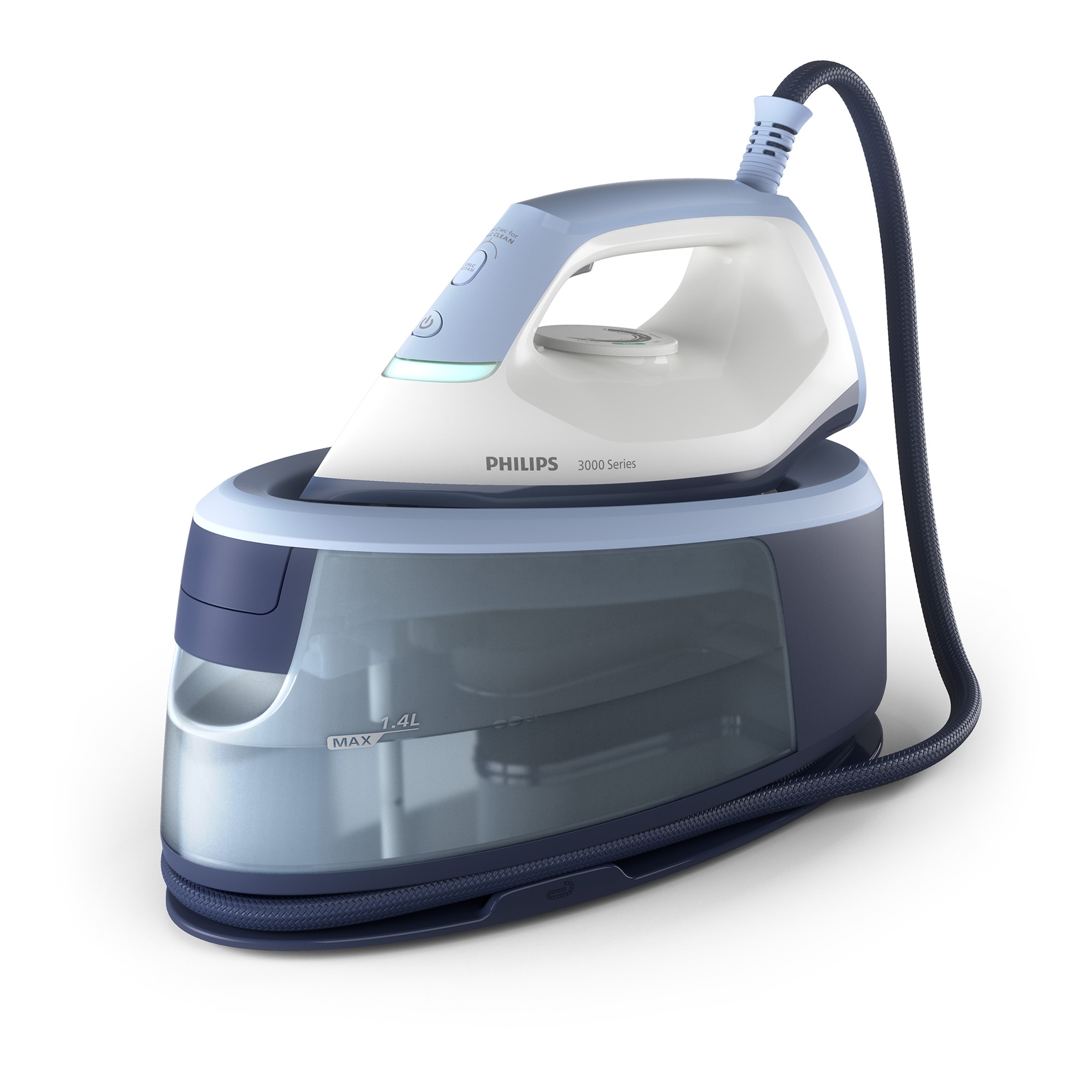 Philips Dampfbügelstation »PerfectCare 3000 Series PSG3000/20, hellblau/dunkelblau/weiß« 1.400 ml Wassertank 2.400 Watt, Vertikaldampf, Keramik-Bügelsohle, 350gr Dampfstoß