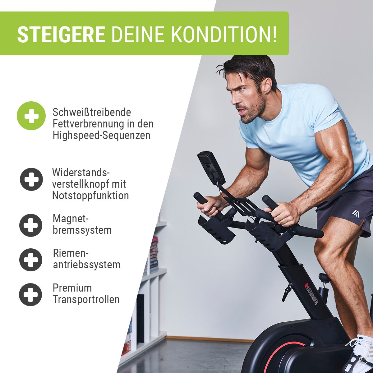 Hammer Speedbike »Race«, (Trainingscomputer mit LCD-Anzeige, Fitness-Apps per Smartphone/Tablet), Schwungmasse ca. 16 kg