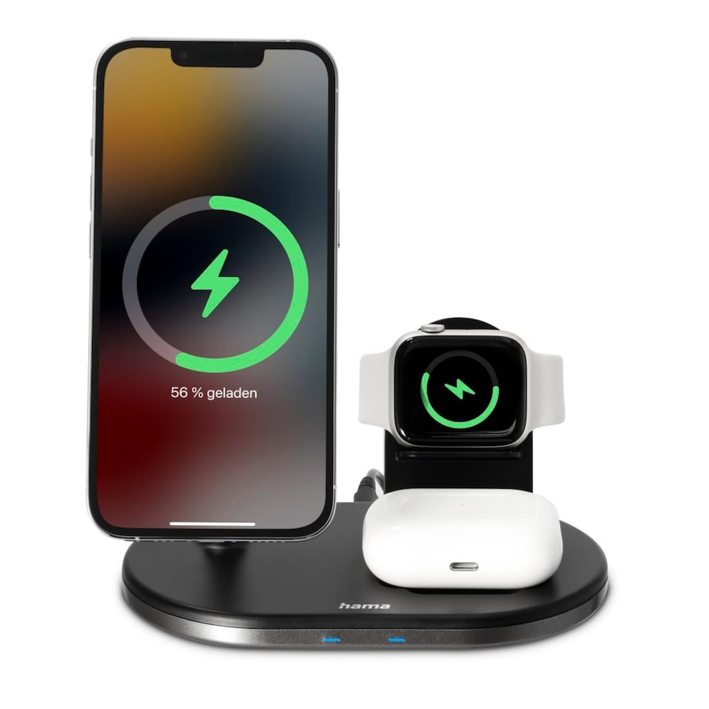 Hama Induktions-Ladegerät »3in1 Wireless Charger Ladestation für Apple iPhone AirPod Apple Watch«