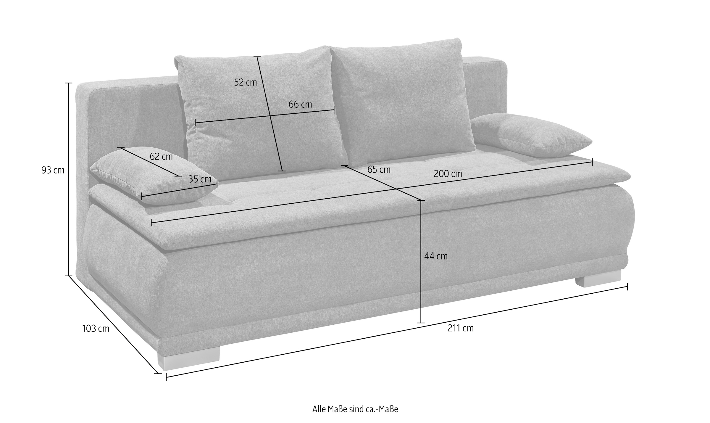 ED EXCITING DESIGN Schlafsofa »Luigi«, mit Bettkasten & 2 Armlehnenkissen