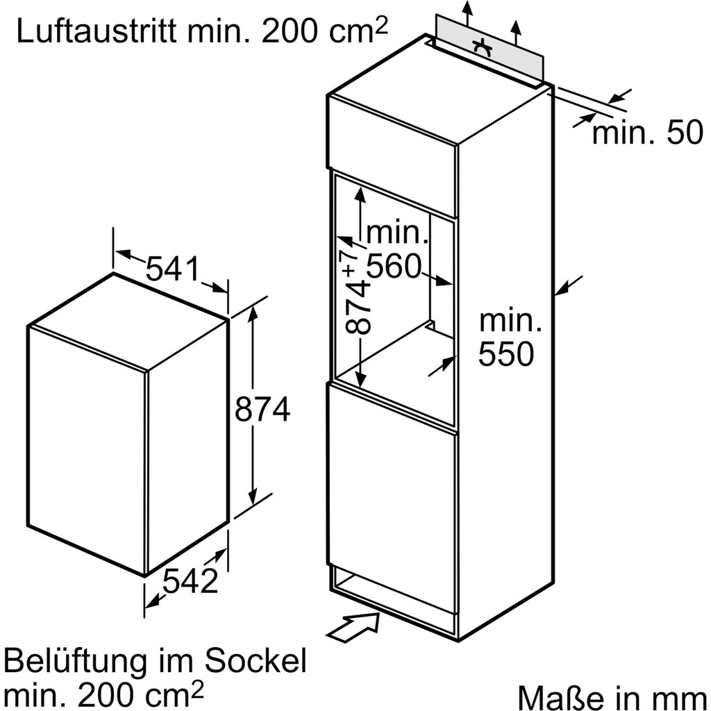 NEFF Einbaukühlschrank »K1514XSF0«, K1514XSF0, 87,4 cm hoch, 56 cm breit