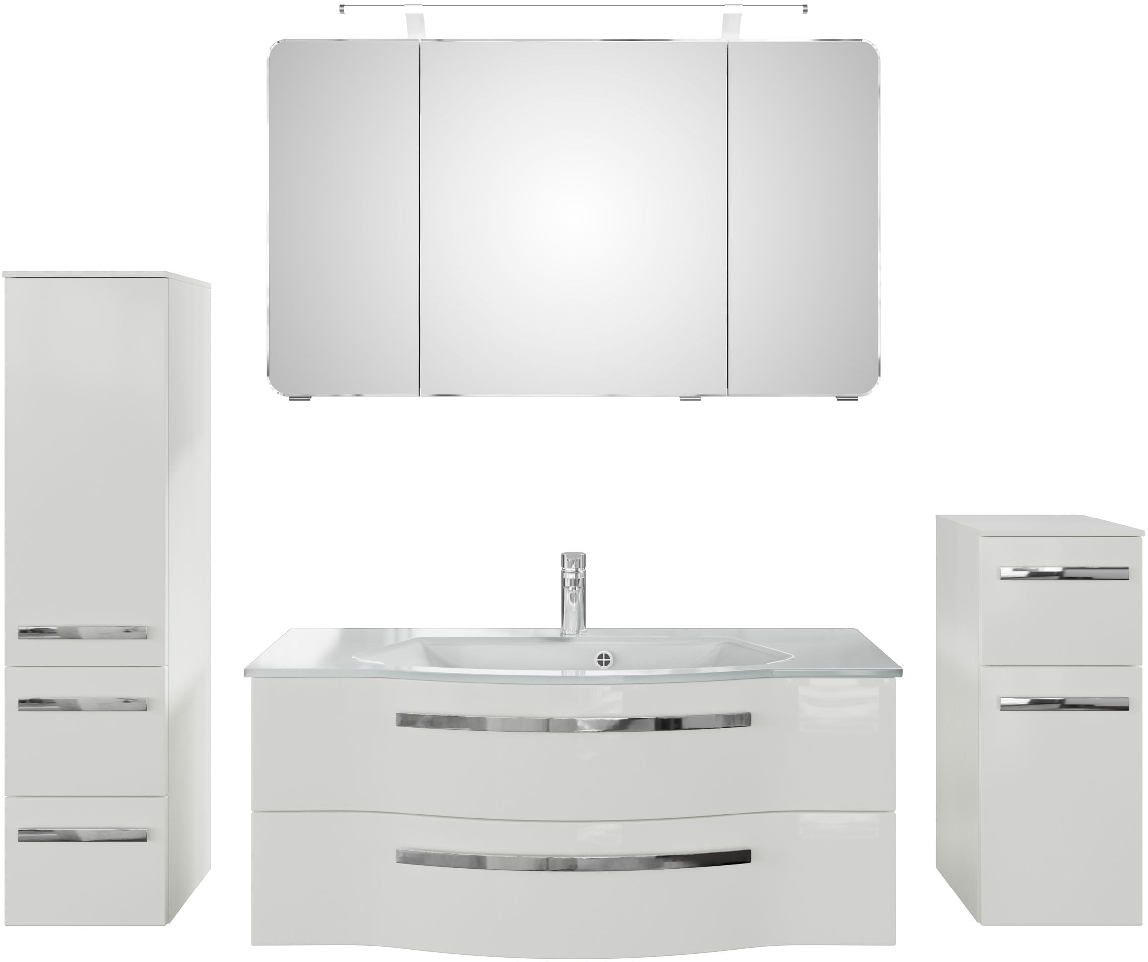 Saphir Badmöbel-Set »Serie 4005, vormontiert, Glaswaschbecken, Spiegelschra günstig online kaufen