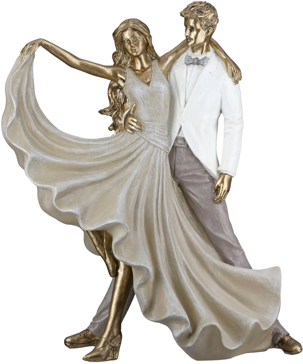 Dekofigur GILDE "Figur Tänzer Salsa goldfarben", goldfarben, B:27cm H:29,5cm T:10,5cm