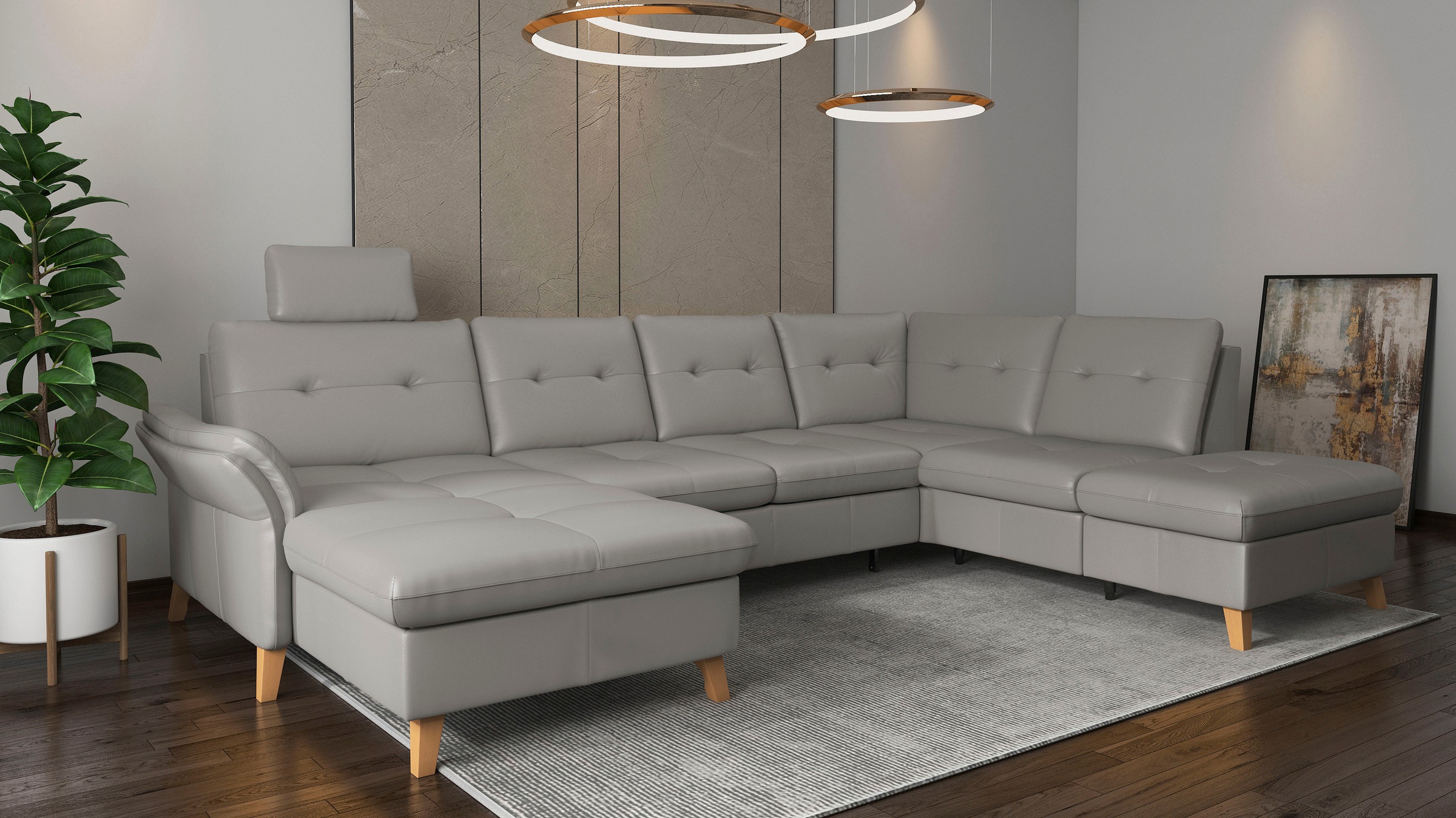 sit&more Wohnlandschaft »Göteborg«, inkl. Sitztiefenverstellung, wahlweise mit Bettfunktion & Bettkasten