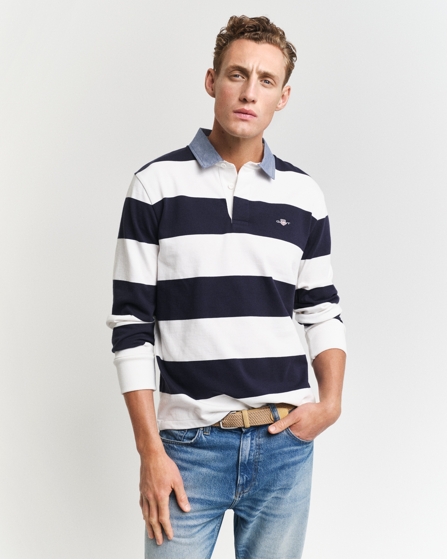 Gant Langarm-Poloshirt »REG CHAMBRAY STRIPE HEAVY RUGGER«