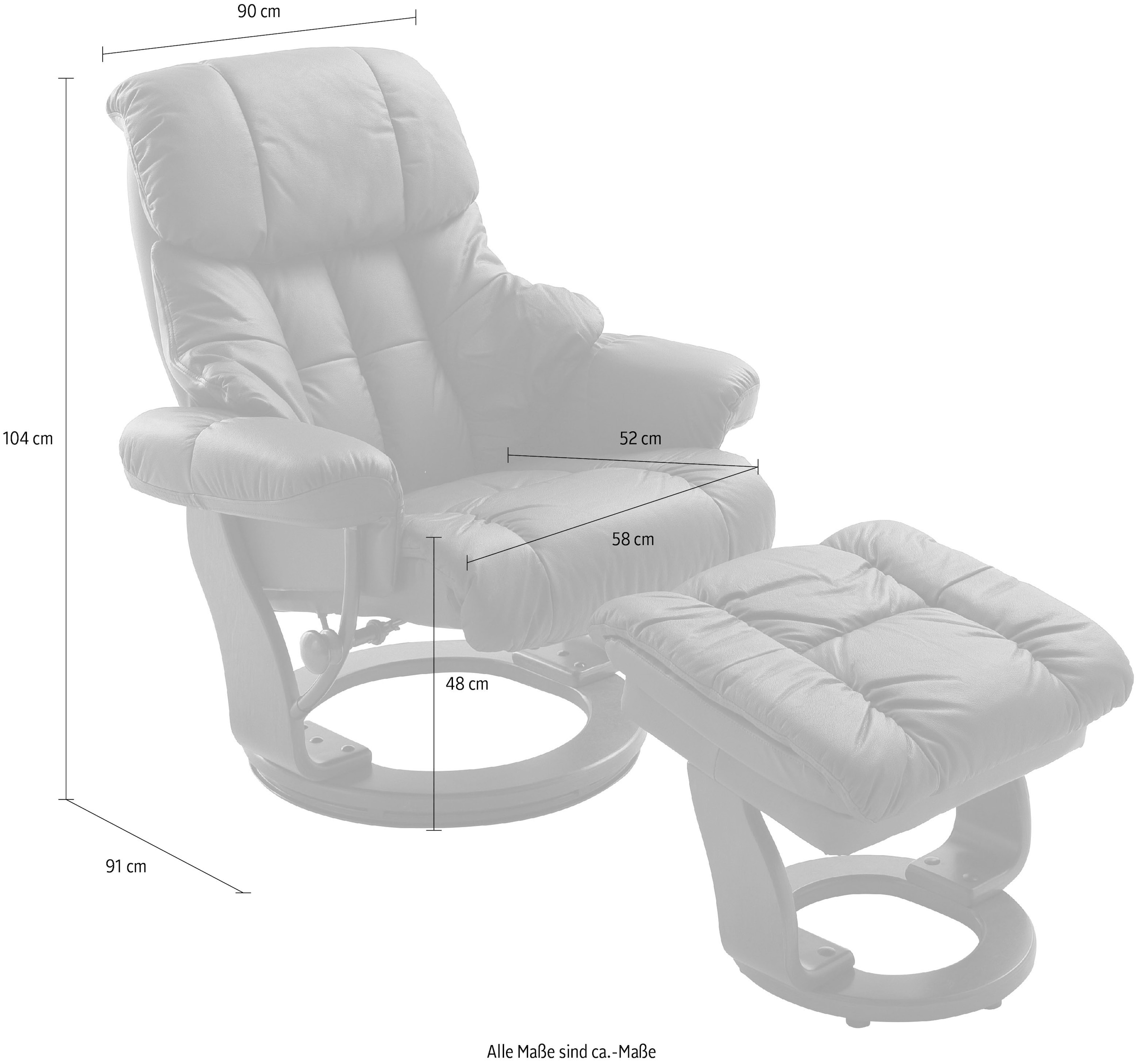 MCA furniture Relaxsessel »Calgary«, Fernsehsessel 360°drehbar inkl. Hocker mit Lederbezug