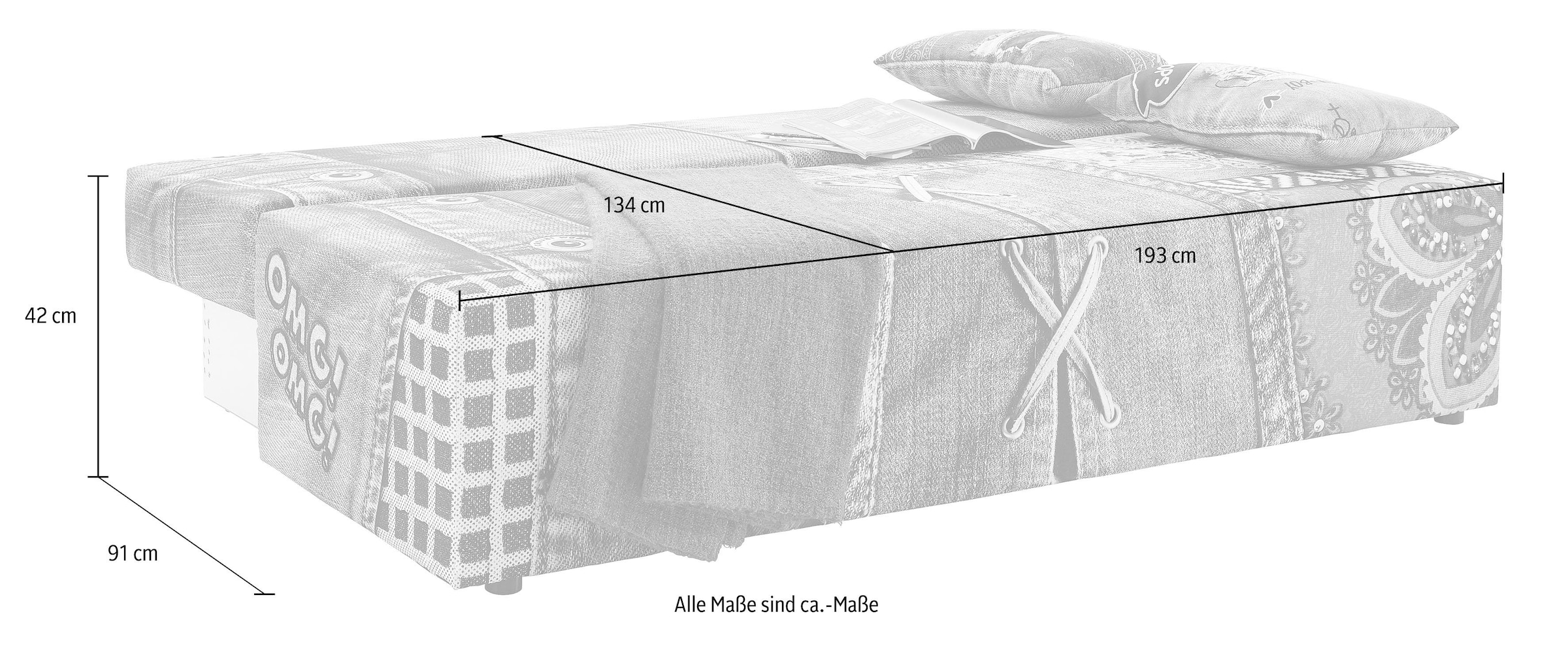 exxpo - sofa fashion Schlafsofa »Extravagantes Sofa für Individualisten mit Bettfunktion und Bettkasten«, in außergewöhnlichen Bezugsvarianten, Solitärmöbel