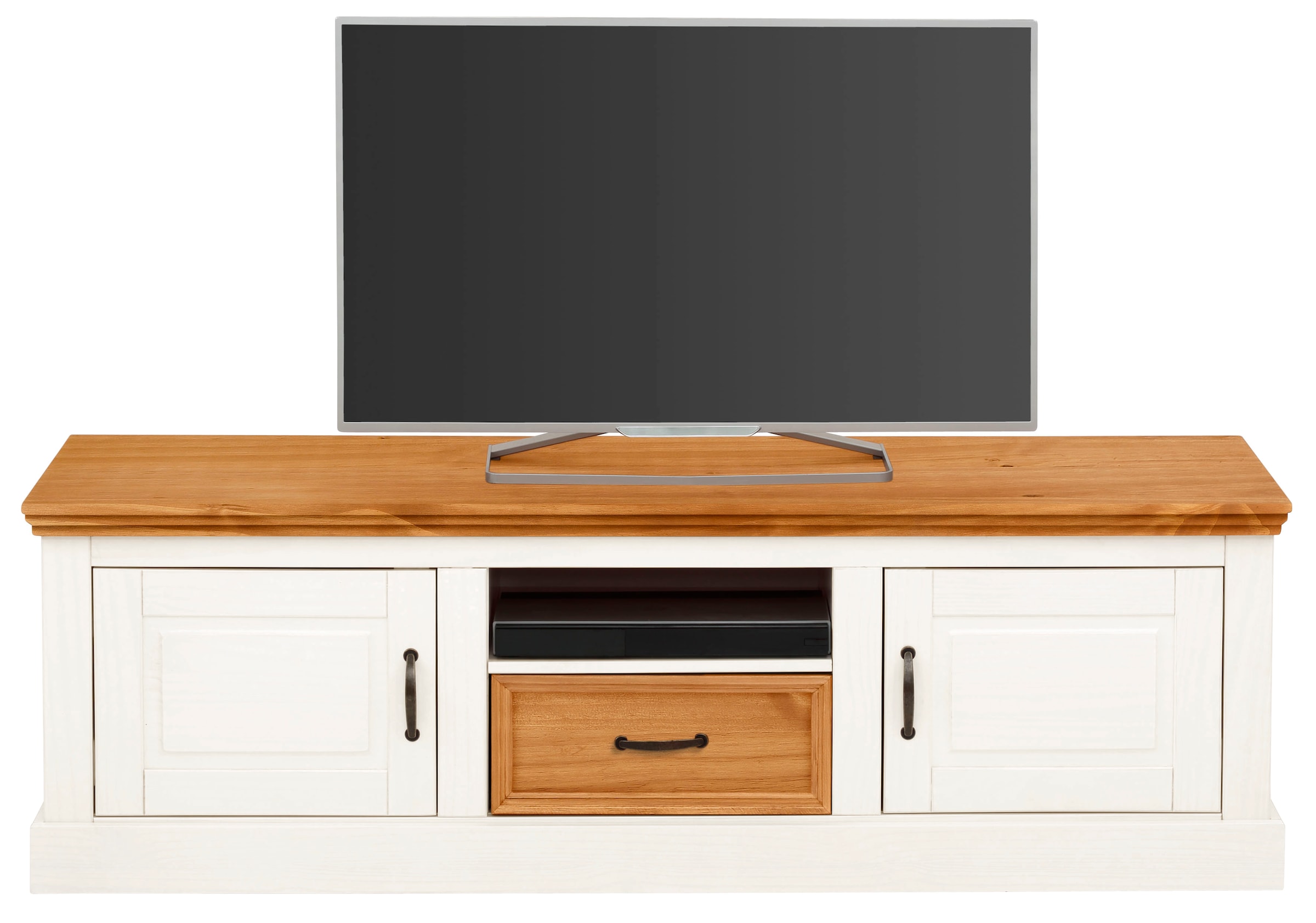 Home affaire Wohnwand »Selma«, (Set, 3 St.), 2 Vitrinen und 1 Lowboard, aus massivem Kiefernholz