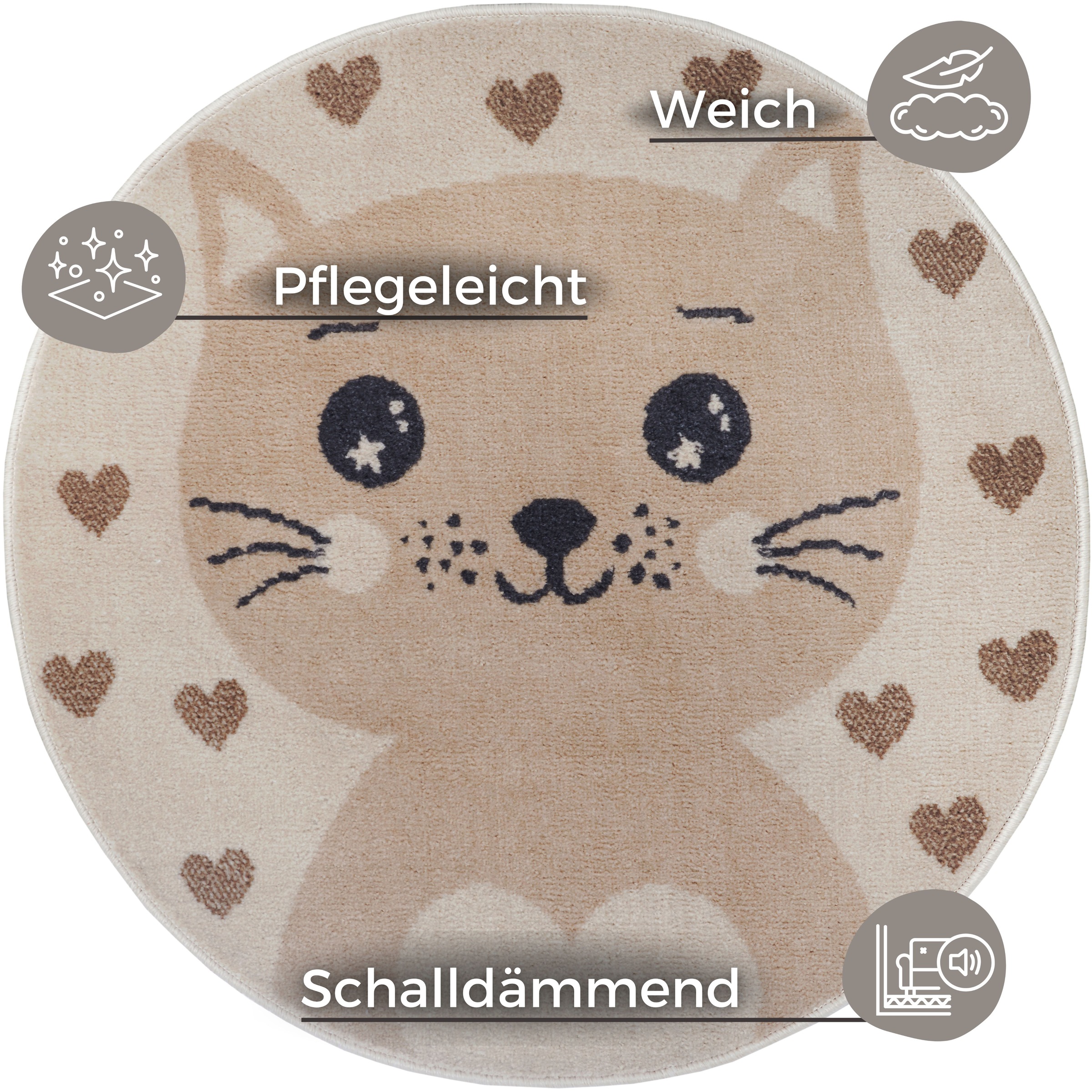 HANSE Home Kinderteppich »Adventures Cat«, rund, 8 mm Höhe, Spielteppich, f günstig online kaufen