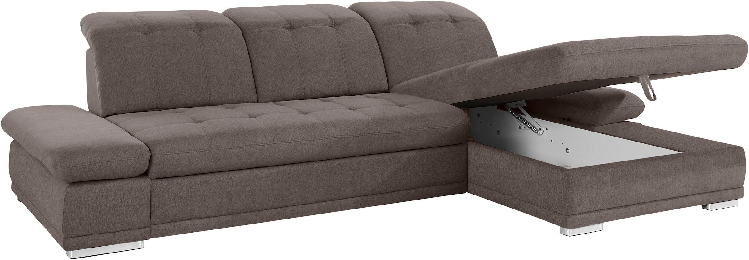 COTTA Ecksofa »Holiday L-Form mit Sitztiefen-, Armteil- und Kopfteilverstellung«, wahlweise mit Bettfunktion inkl. Bettkasten