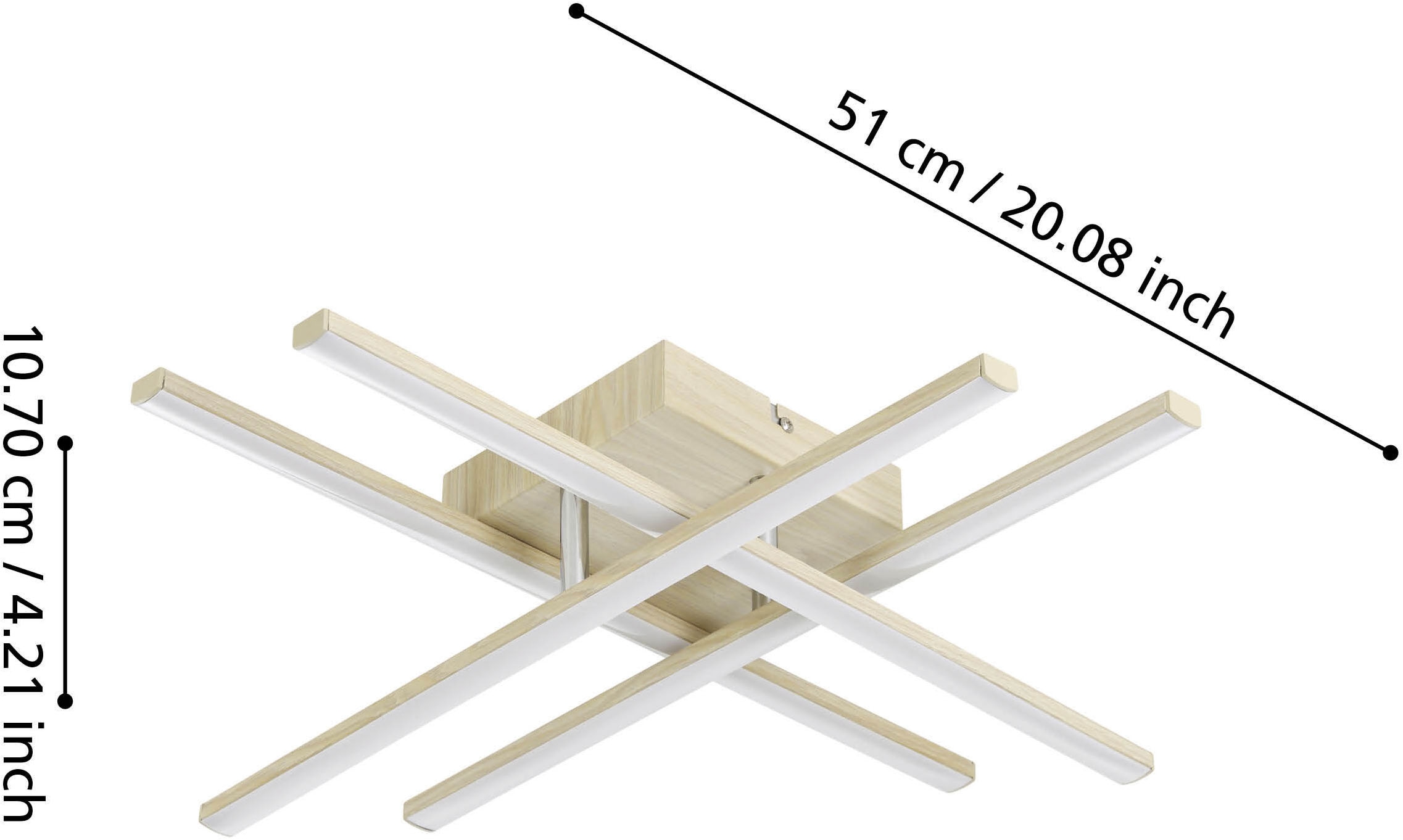 EGLO LED Deckenleuchte »LASANA 4 Wand- / Deckenlampe - Stahl, Alu - LED - 20,5W - IP20« LED-Modul 1 Stk. Warmweiß Wohzimmerlampe, Esszimmerlampe, Flur, Schlafzimmer, L51xB51xH10,5 cm