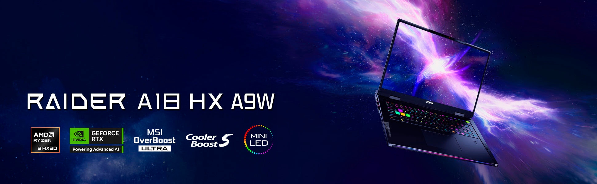 MSI Gaming-Notebook »Raider A18 HX A9WIG-080«, 45,8 cm, / 18 Zoll, AMD, Ryzen 9, GeForce RTX 5080, 2000 GB SSD