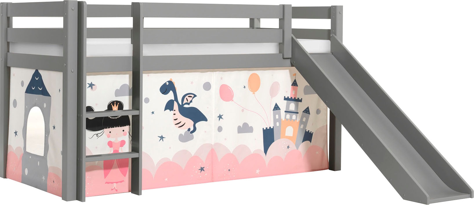 3. Bild von Vipack Spielbett »Vipack Pino«, (Made in Europe), Hochbett mit Textil-Set, inkl. Rolllattenrost, Leiter und Rutsche