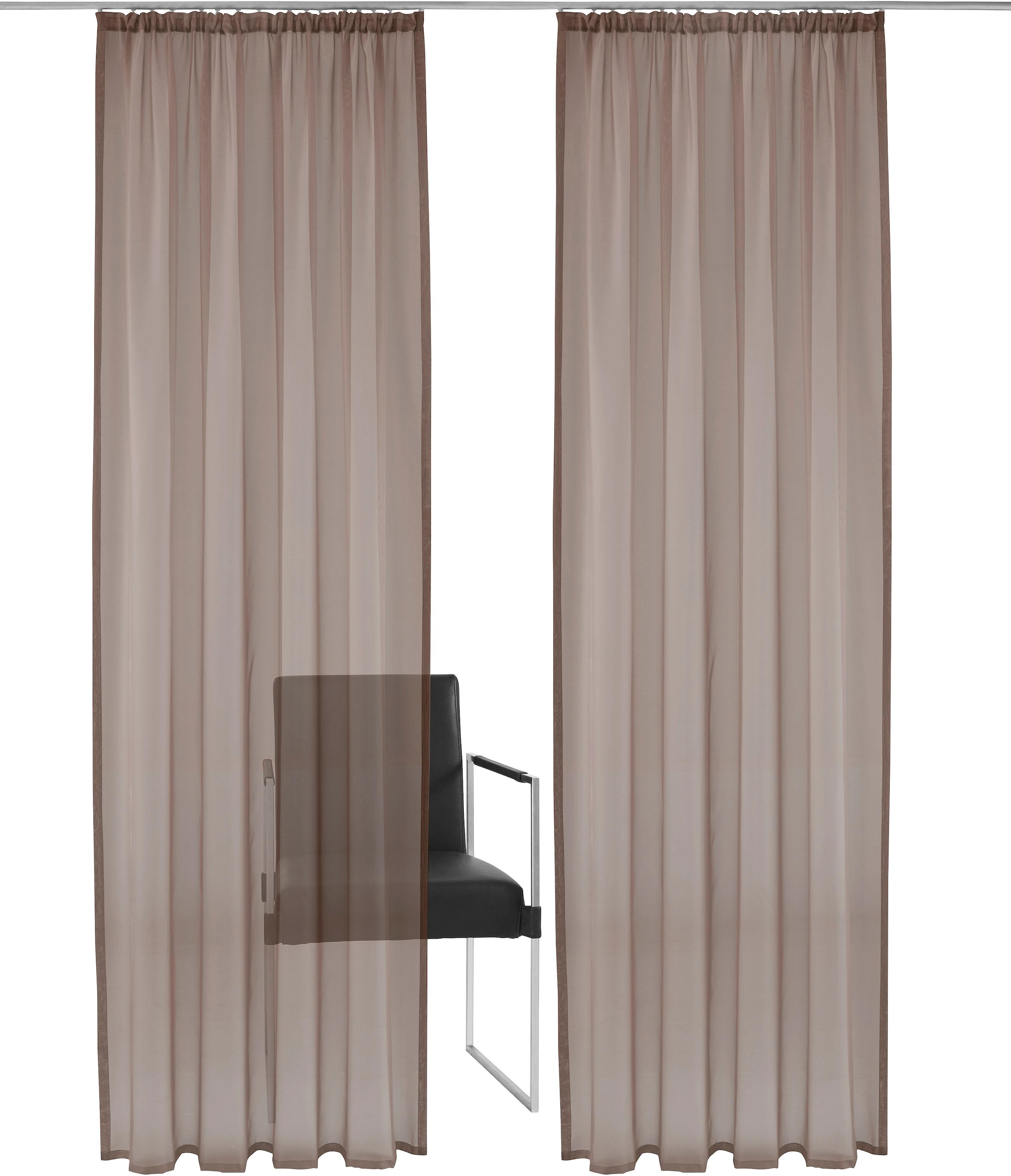 my home Gardine »XANA mit Ösen, Kräuselband oder Schlaufen«, (1 St.), Bestseller, einfarbig, 1 bzw. 2 Schals, pflegeleicht, Schal