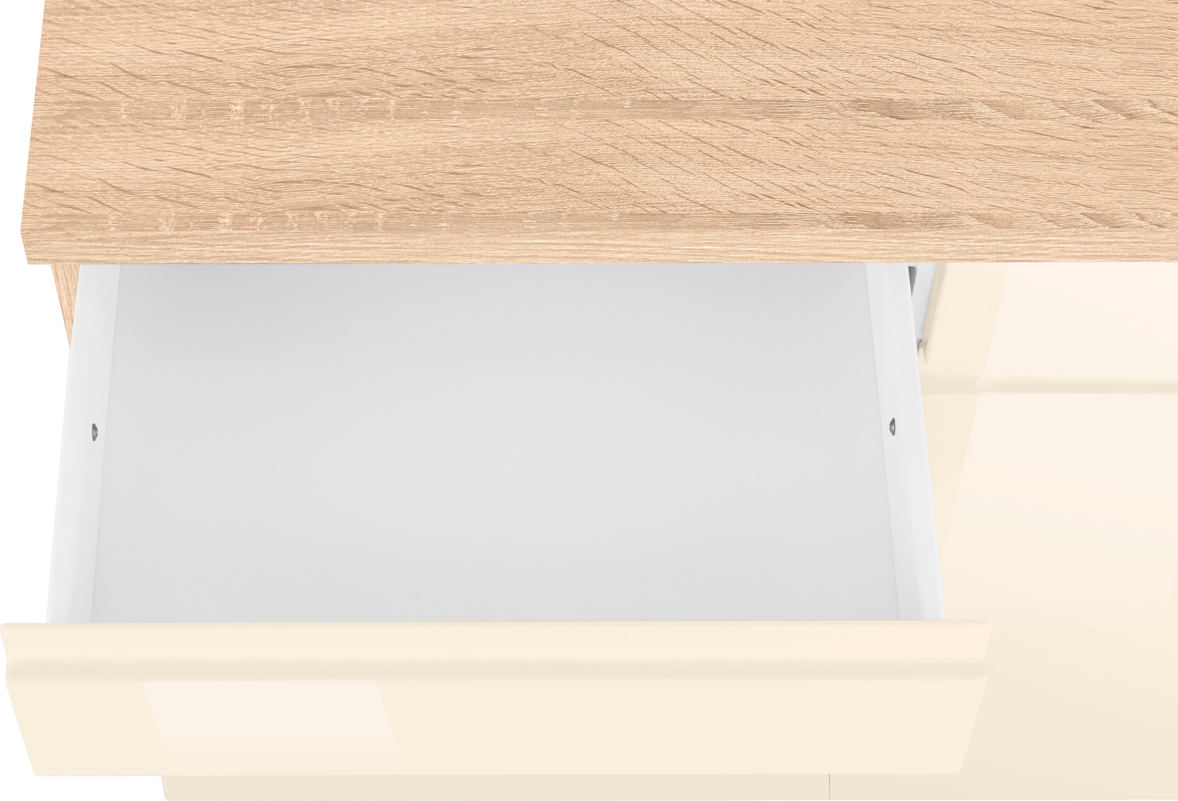 KOCHSTATION Unterschrank »KS-Virginia«, 85 cm hoch, 150 cm breit, 3 Schubladen, 3 Türen, griffloses Design