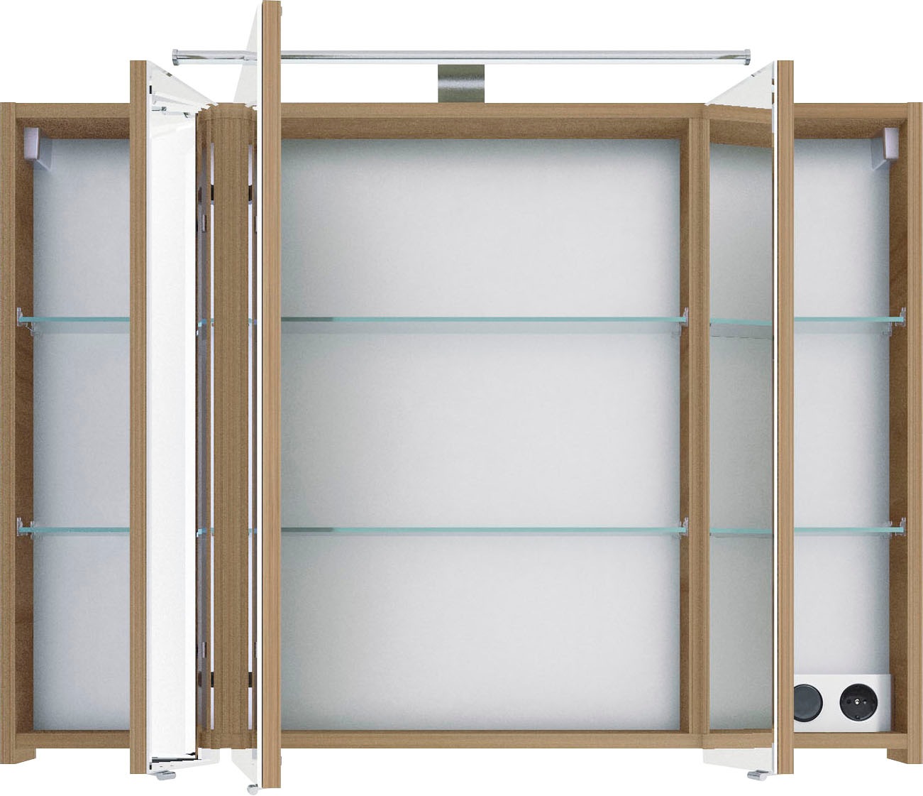 Saphir Badmöbel-Set »6005 Sprint 4-teilig, Keramik-Waschtisch mit LED-Spiegelschrank«, (5 St.), Unterschrank, Midischrank, inkl. Türdämpfer, 5 Türen, 5 Schubladen