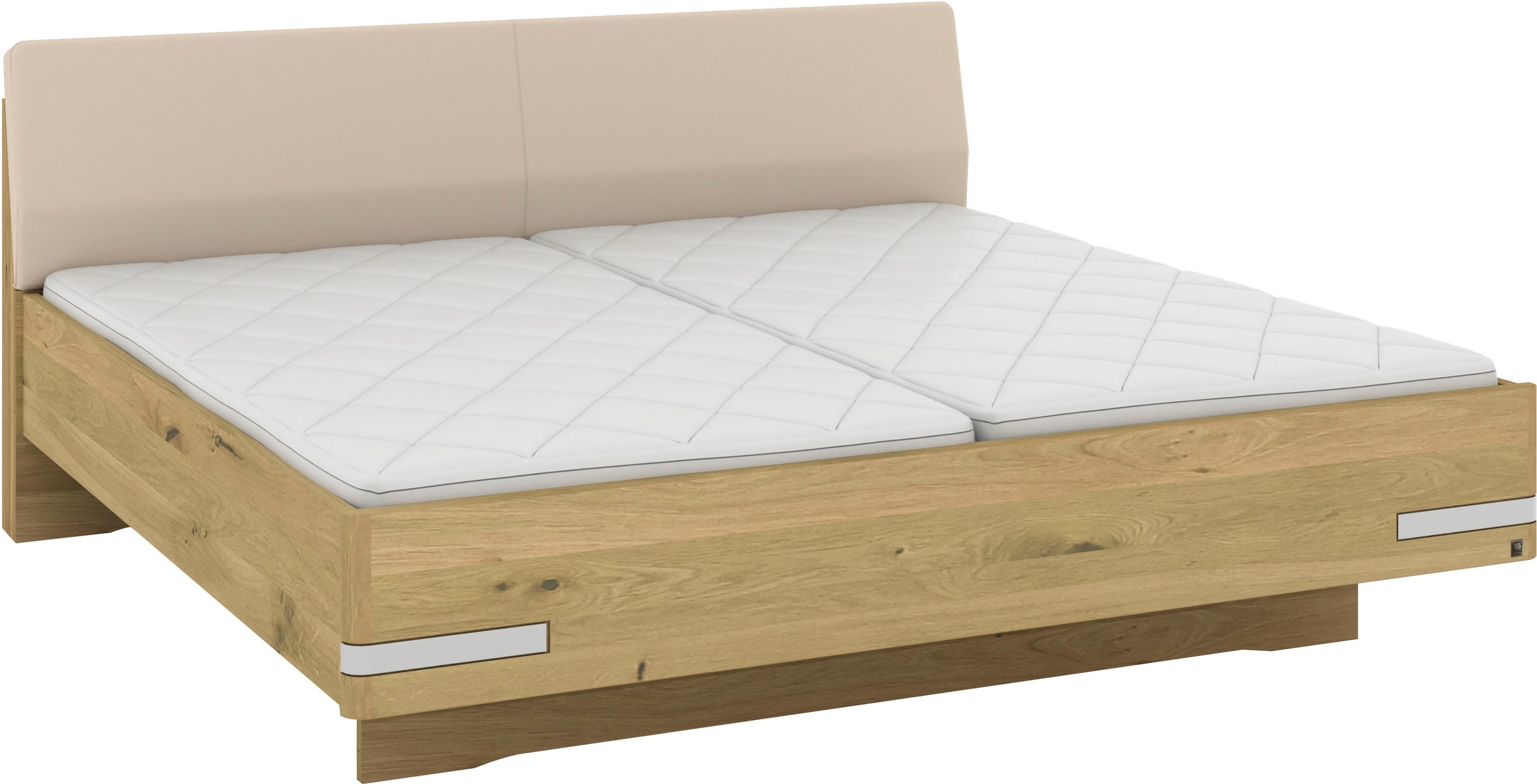 Musterring Holzbett »Savona«, (Belastbarkeit 220 Kg, 4-fache Liegehöhenverstellung, MADE IN GERMANY), Kopfteil Kunstleder Champagner, Details in Chrom, verschiedene Größen