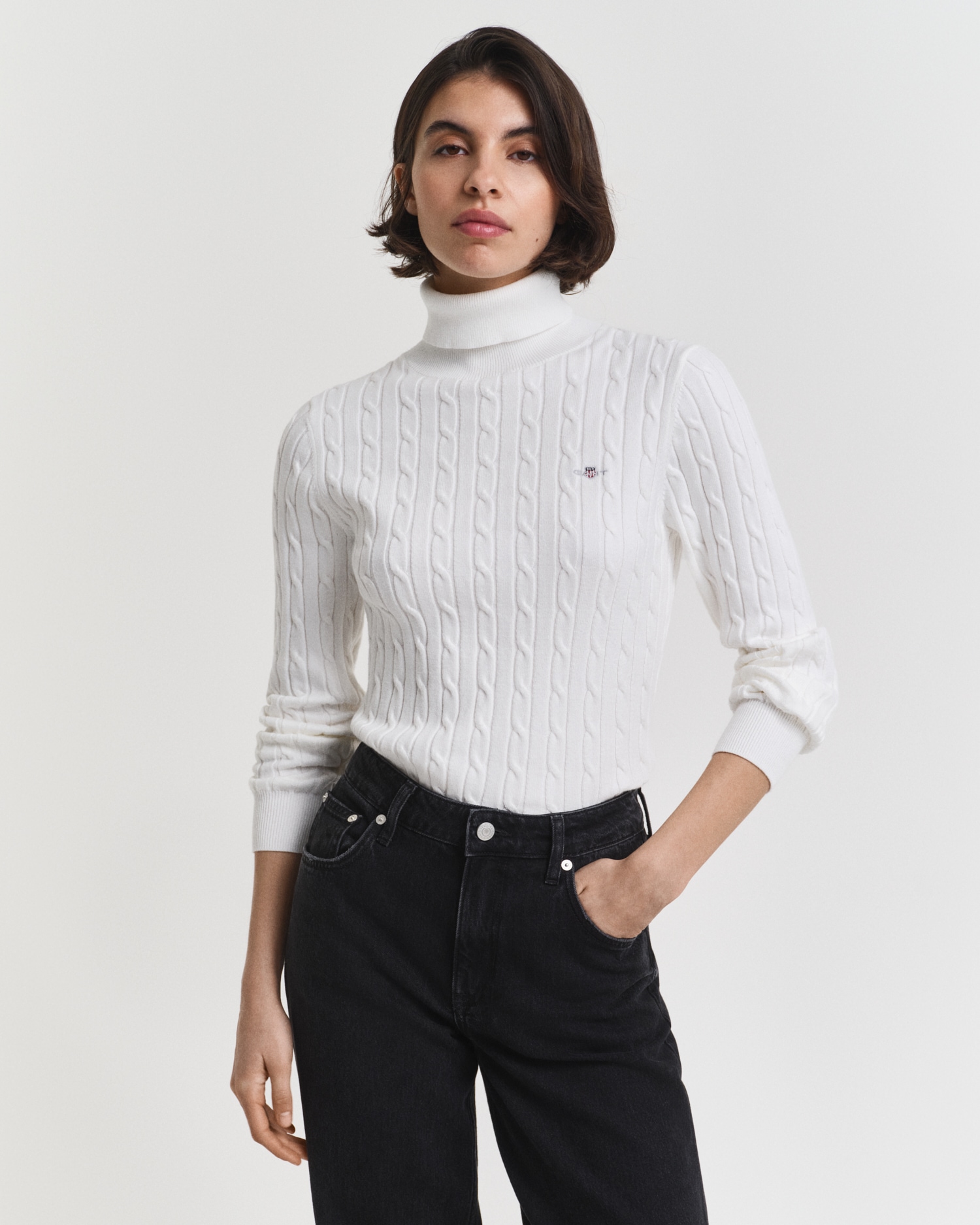 Gant Rollkragenpullover »STRETCH COTTON CABLE TURTLENECK« mit Zopfmuster