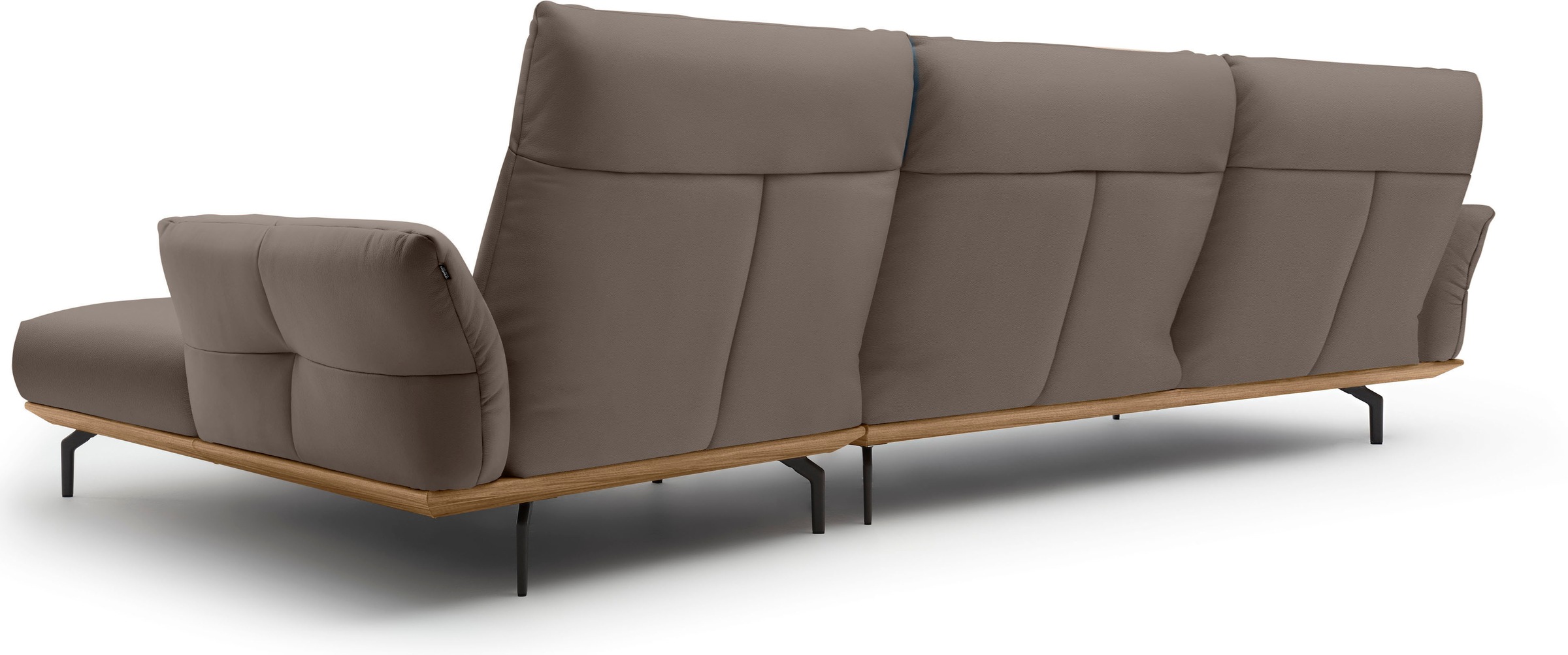 Creation BY ROLF BENZ Ecksofa »CR.460«, Sockel in Nussbaum, Winkelfüße in Umbragrau, Breite 338 cm