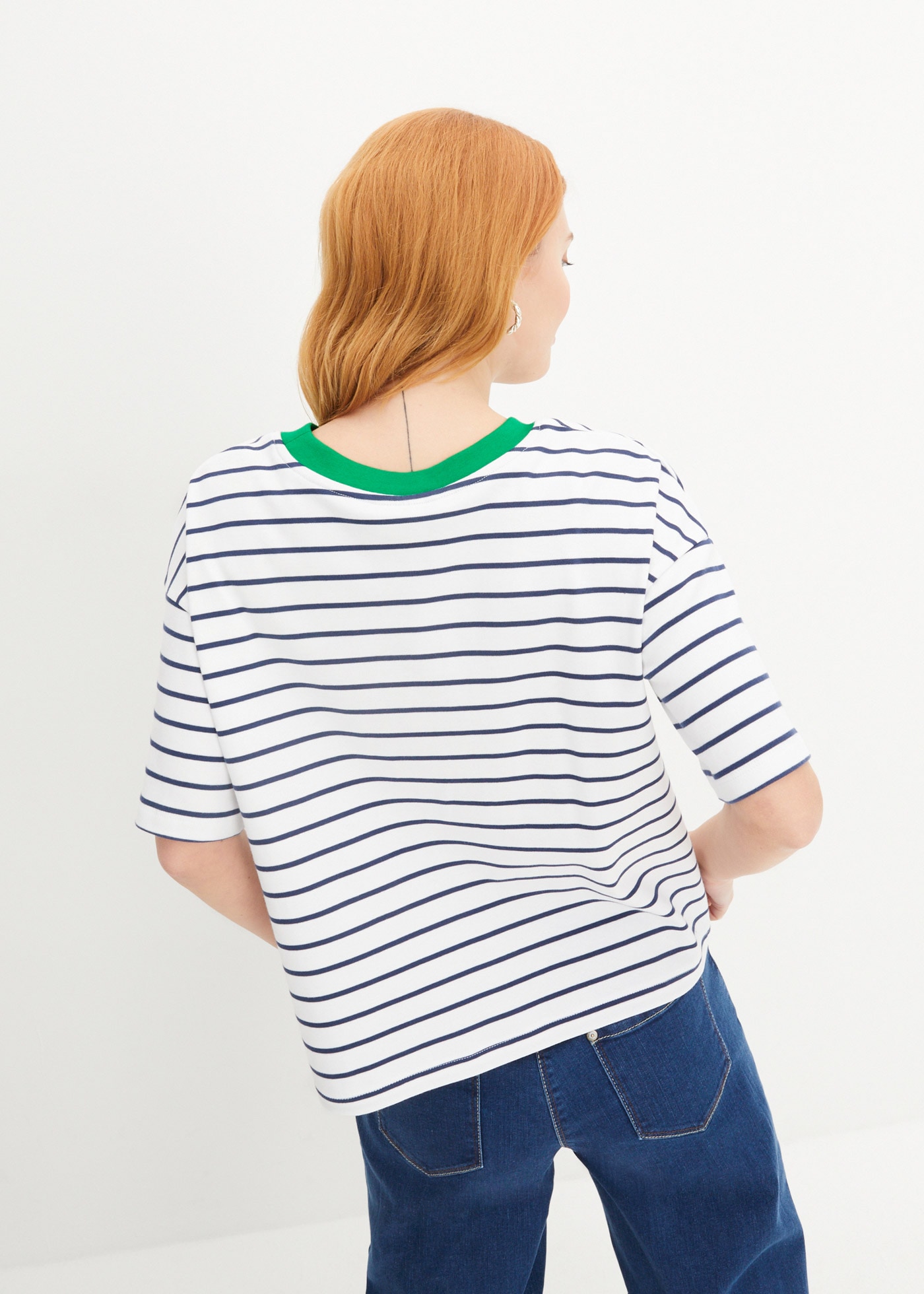 bonprix T-Shirt Oversize-Passform, Halbarm-Design, mit Streifenmuster