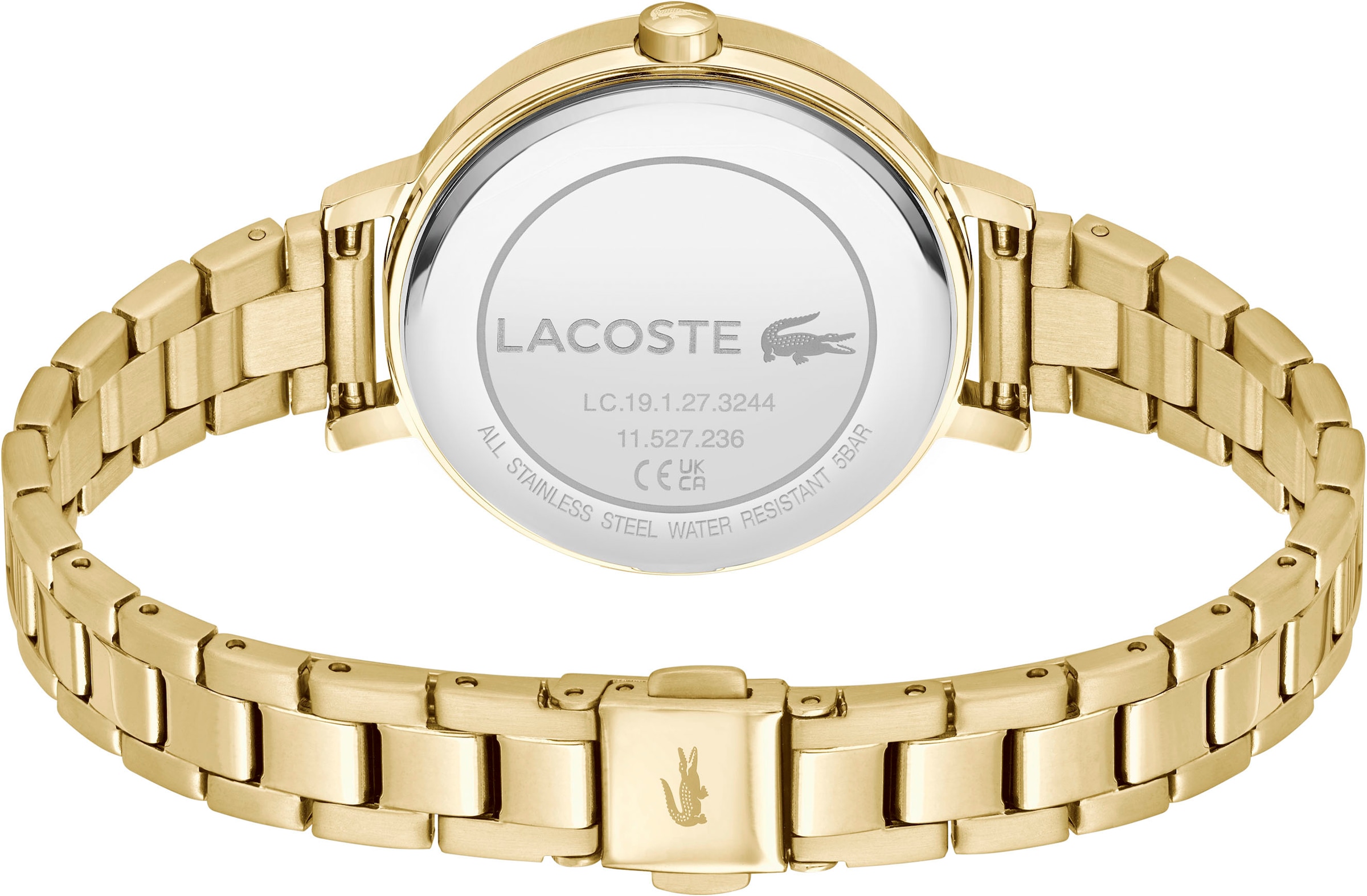 Lacoste Quarzuhr »RIGA«, Armbanduhr, Damenuhr, Edelstahlarmband, analog, Glaskristalle