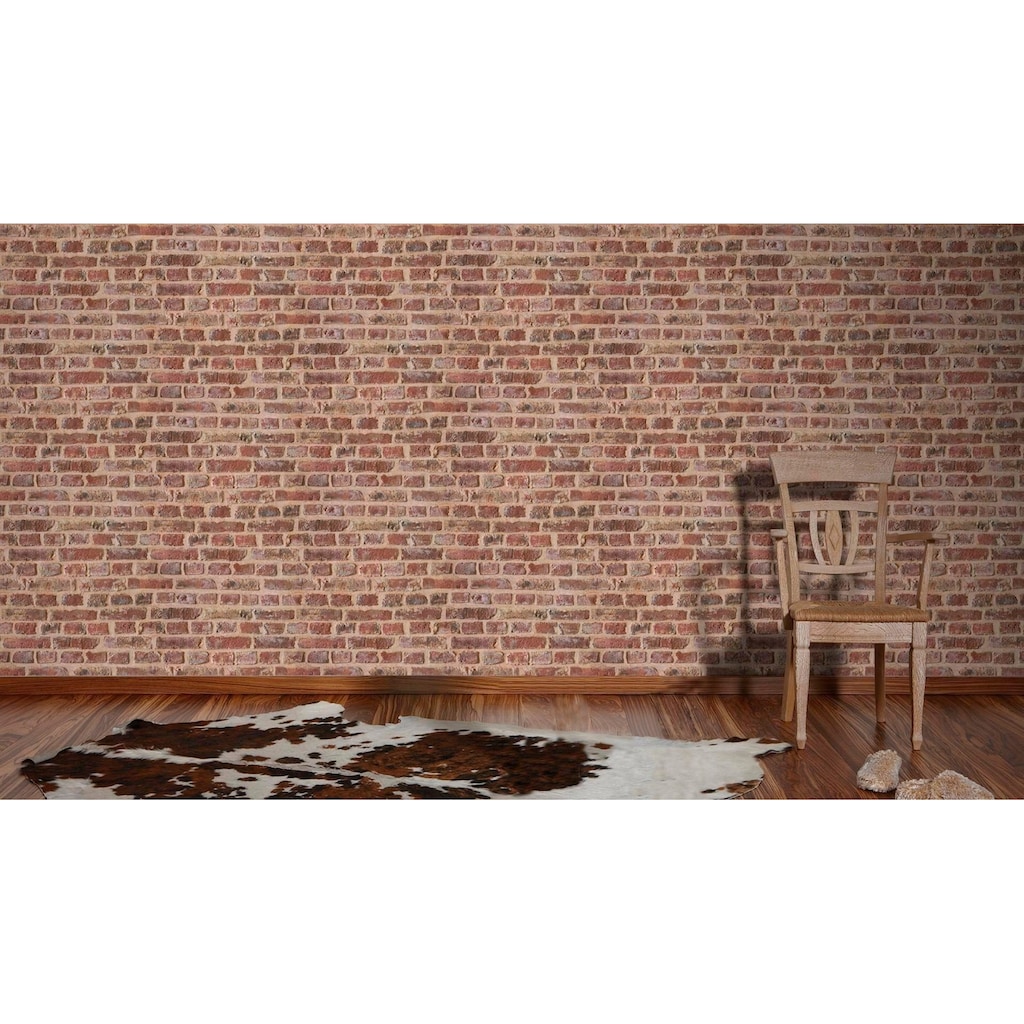 living walls Papiertapete »Authentic Walls Backstein Optik«, gemustert-matt-Steinoptik-realistisch-3D-Optik