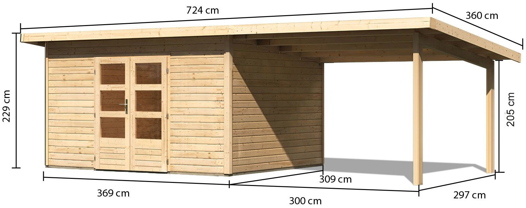 Karibu Gartenhaus »Perlsee 4«, (Set), mit Anbaudach