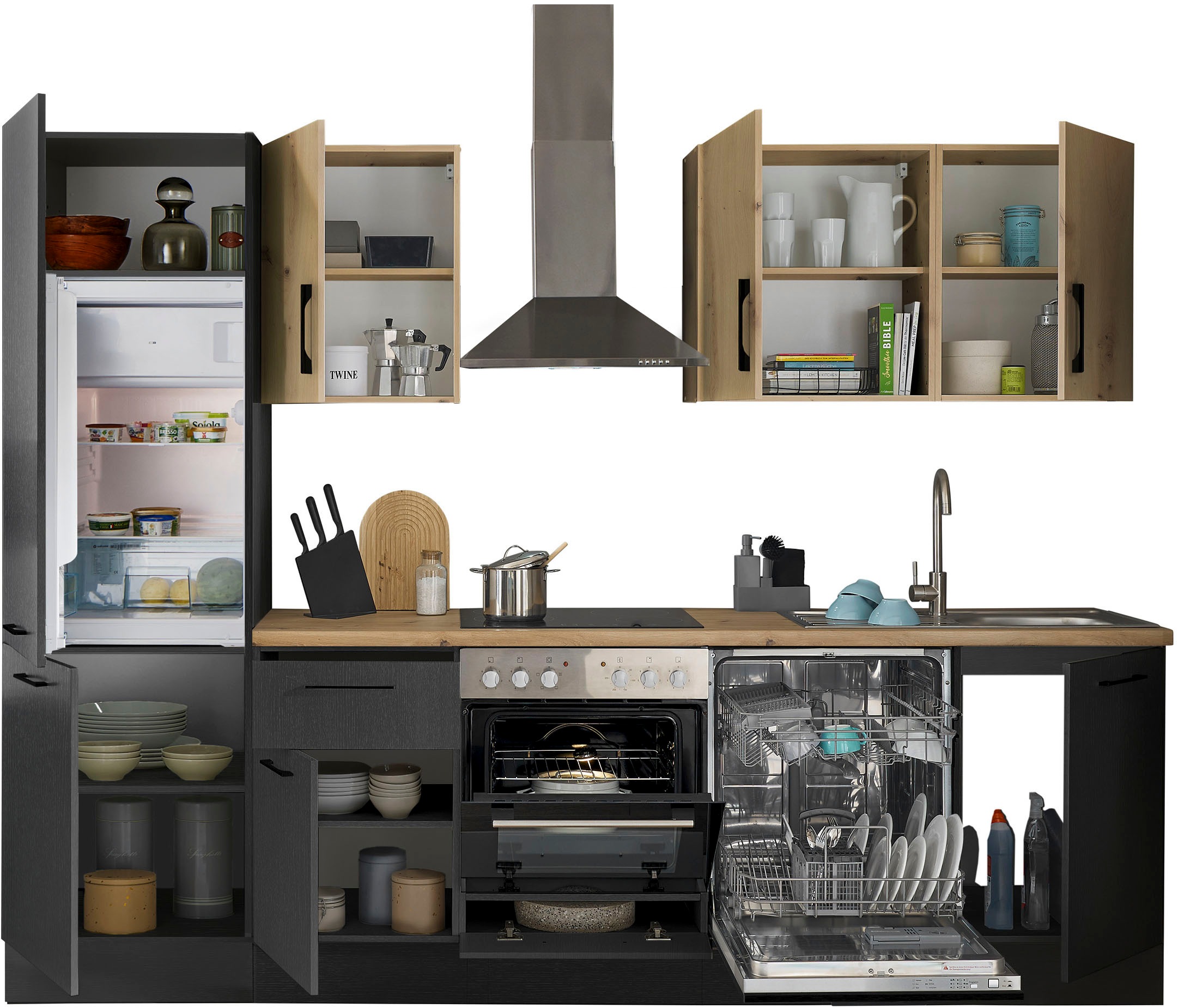 BASIC by Balculina Küchenzeile »Turin«, Breite 280 cm, wahlweise mit E-Geräten