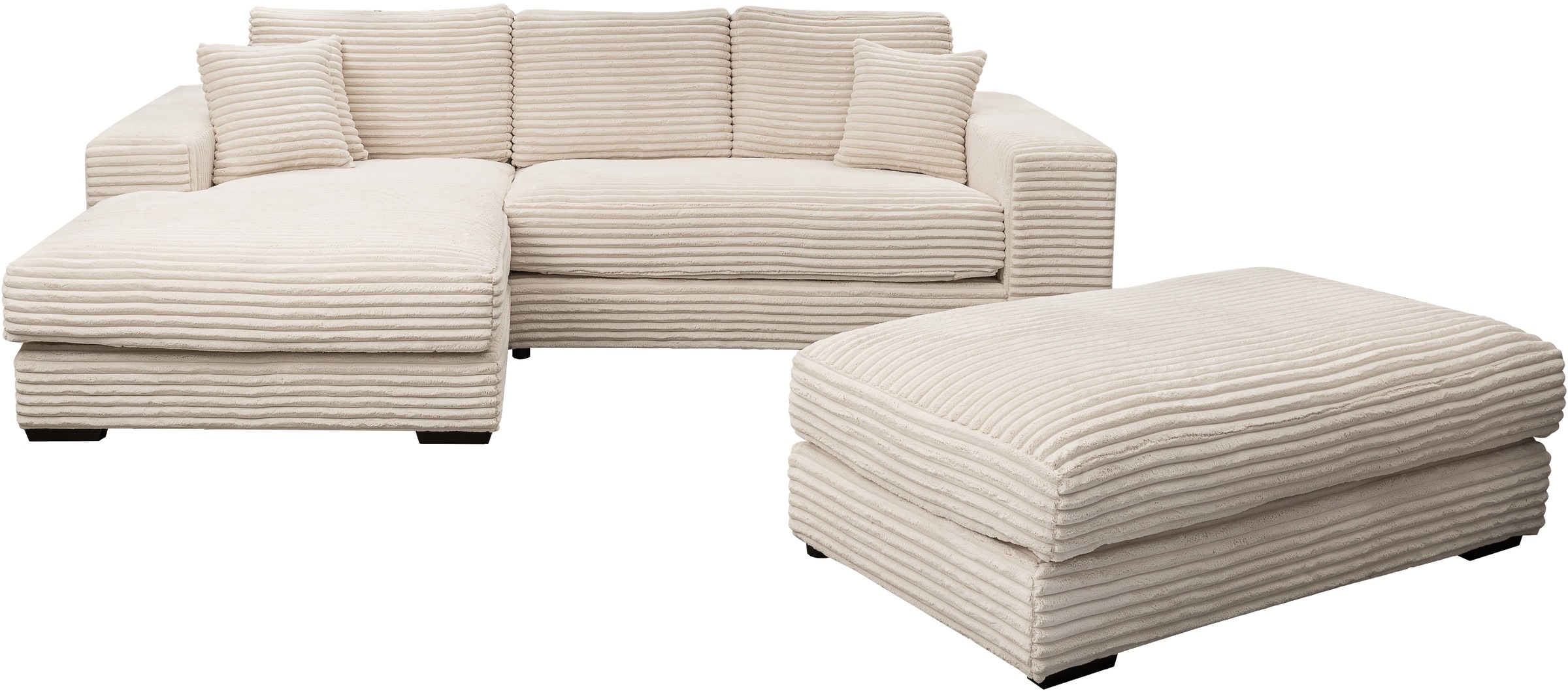 WERK2 Polstergarnitur »Eden L-Form + Hocker. Mega Couch Breite 286cm, Cord« günstig online kaufen