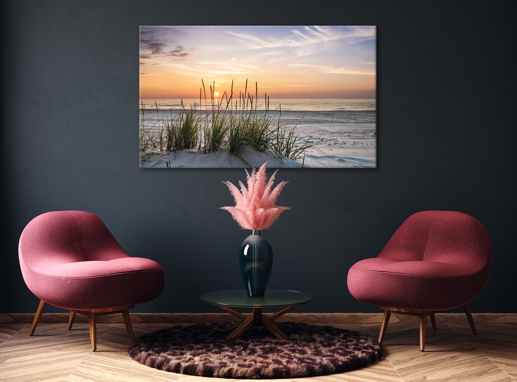 Bönninghoff Leinwandbild »Wandbild SONNENUNTERGANG XXL 90x150 cm – Leinwandbild Keilrahmen Deko« Meer | Sonnenuntergang | Strand 1 Stk. tlg. auf Keilrahmen gespannt
