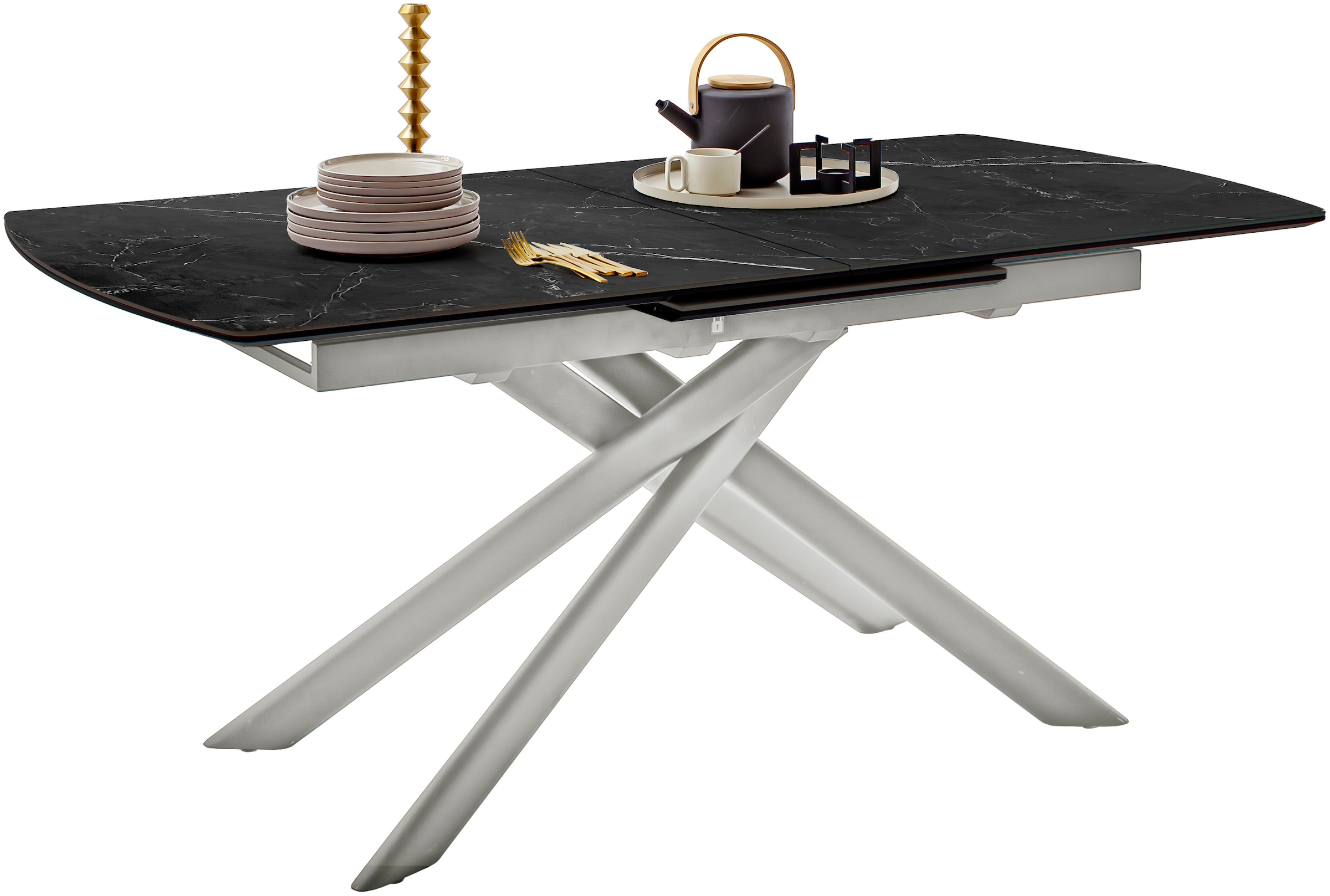 MCA furniture Esstisch »VANINO Auszugtisch 180-230 cm marmoriert«, (1 St.), Keramik,Edelstahl,Synchronauszug,ausziehbar,8-10 Personen