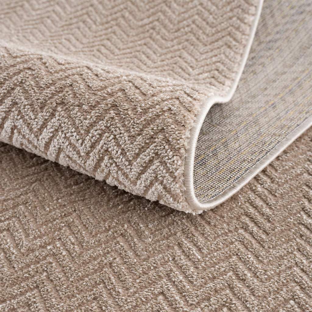 Carpet City Teppich »Friseé-Teppich FANCY805«, rechteckig, 12 mm Höhe, Läufer, Kurzflor, Einfarbig, 3D-Optik, Zickzack Look, Wohnzimmer