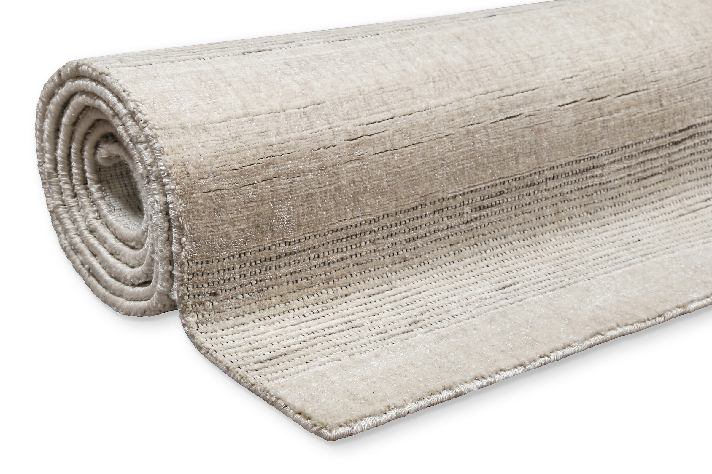 Wecon home Teppich »Seattle« rechteckig 11 mm Höhe Kurzflorteppich, handgewebt, TENCEL & Schurwolle, Streifen, Wohnzimmer