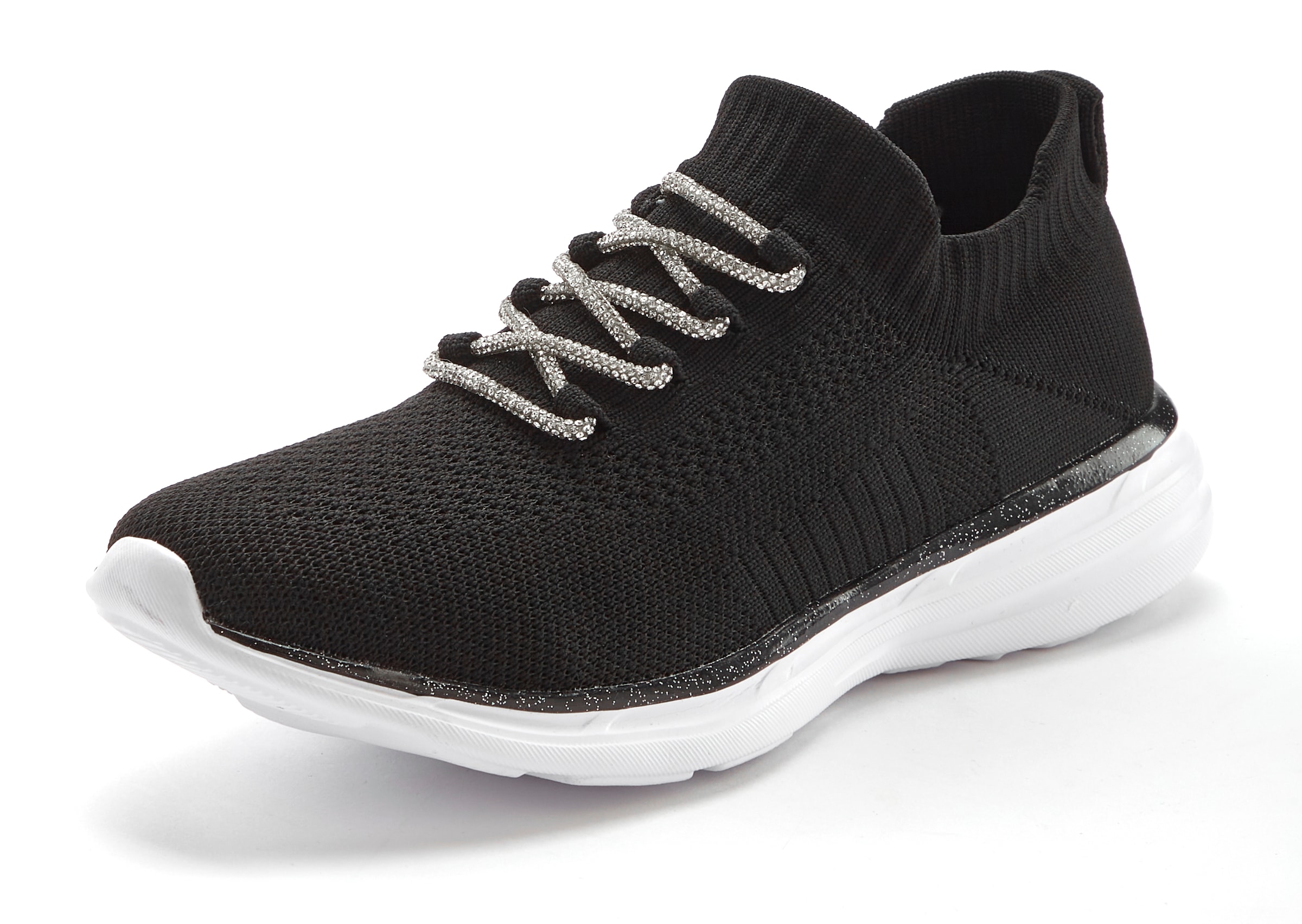 LASCANA Sneaker, mit modischer Glitzerschnürung VEGAN