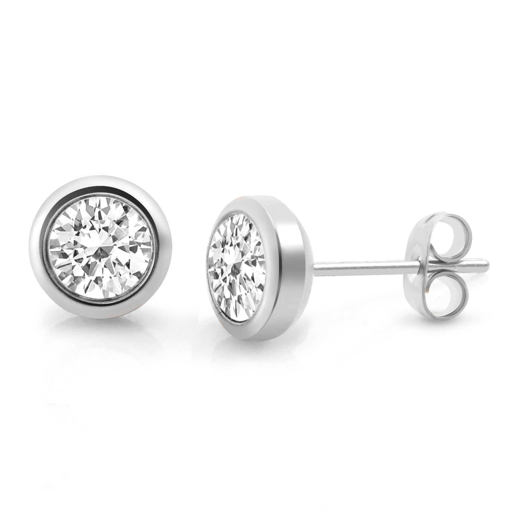 ZEEME Paar Ohrstecker »Edelstahl mit weißem Zirkonia 6mm« weiß + weiß