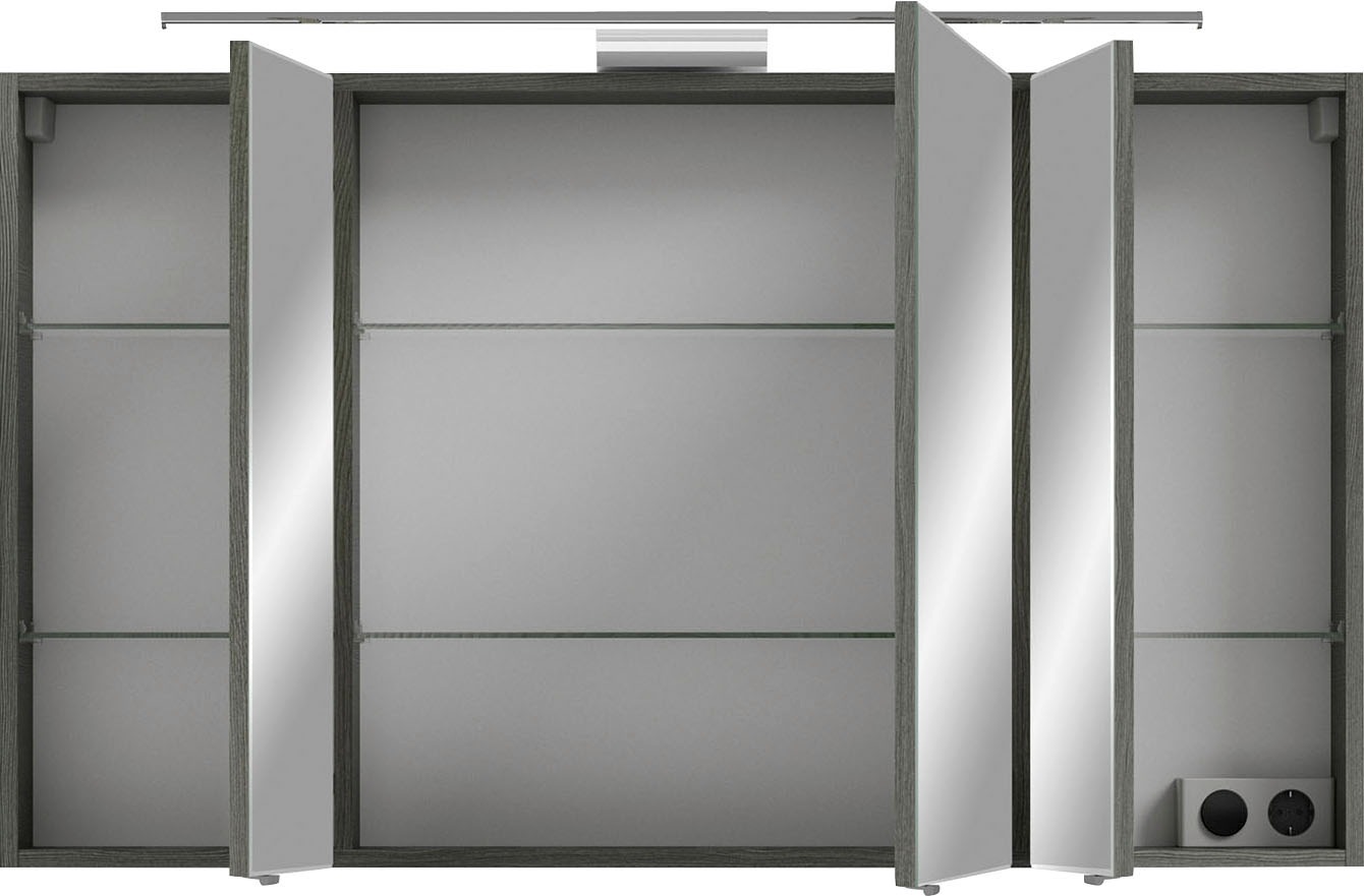 Saphir Badmöbel-Set »6005 Sprint 3-teilig, Keramik-Waschtisch mit LED-Spiegelschrank«, (4 St.), Unterschrank, inkl. Türdämpfer, 4 Türen, 3 Schubladen, Bad-Set