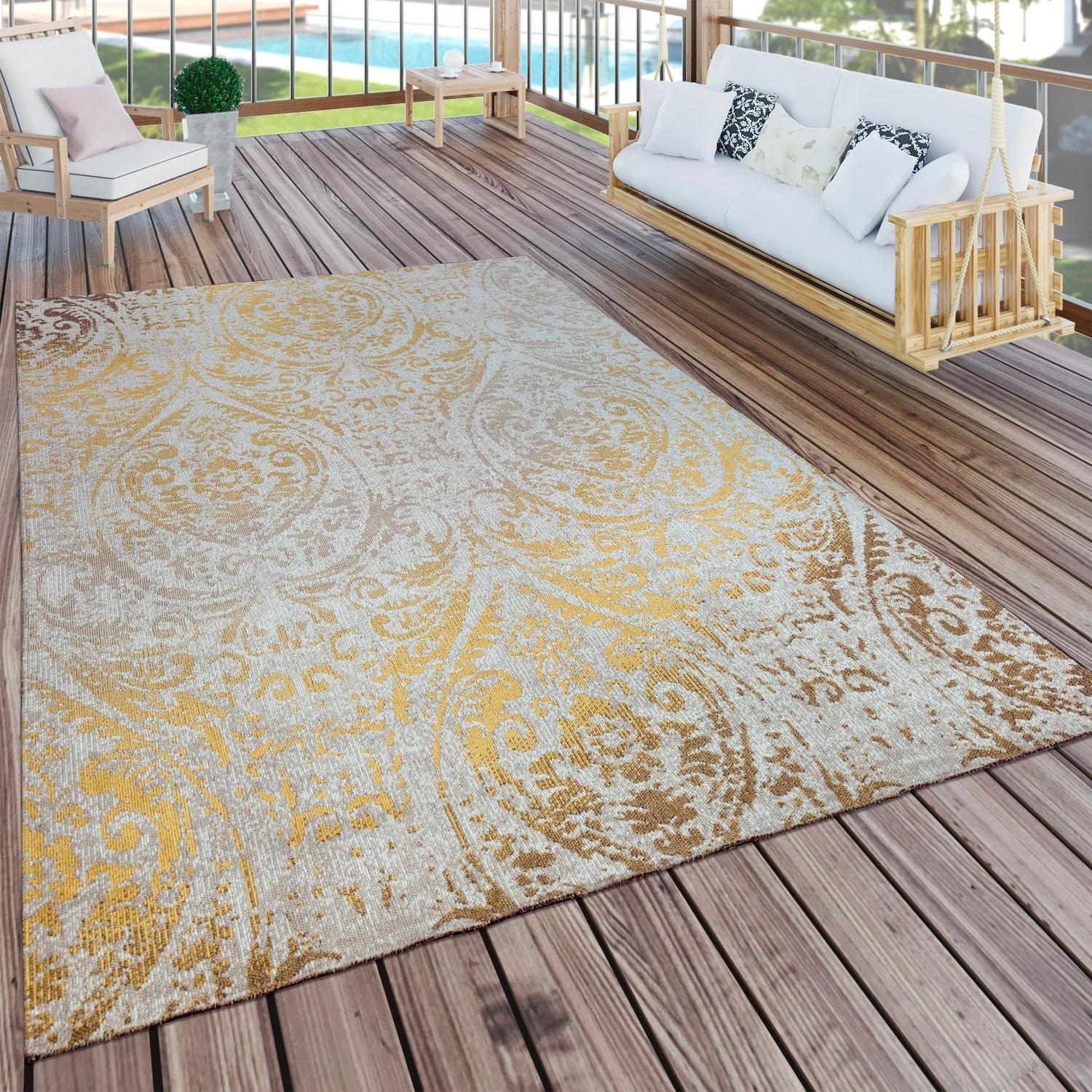 Paco Home Teppich »Artigo 415«, rechteckig, 4 mm Höhe, Kurzflor, Motiv Ornamente, Vintage Design, In- und Outdoor geeignet