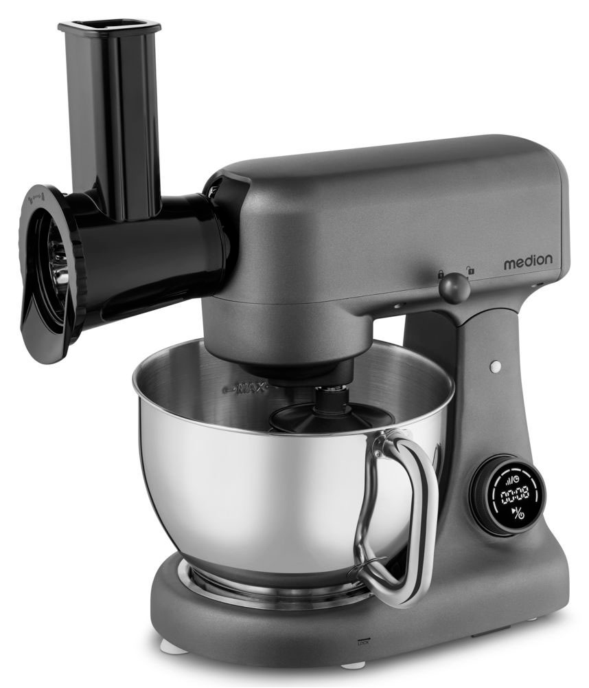 Medion® Küchenmaschine »MD 12600, 8 Geschwindigkeitsstufen, Impulsfunktion, DC-Motor, 4,6 L«, Mit umfangreichem Zubehör-Set, Fleischwolf-Aufsatz, Gemüsereibe