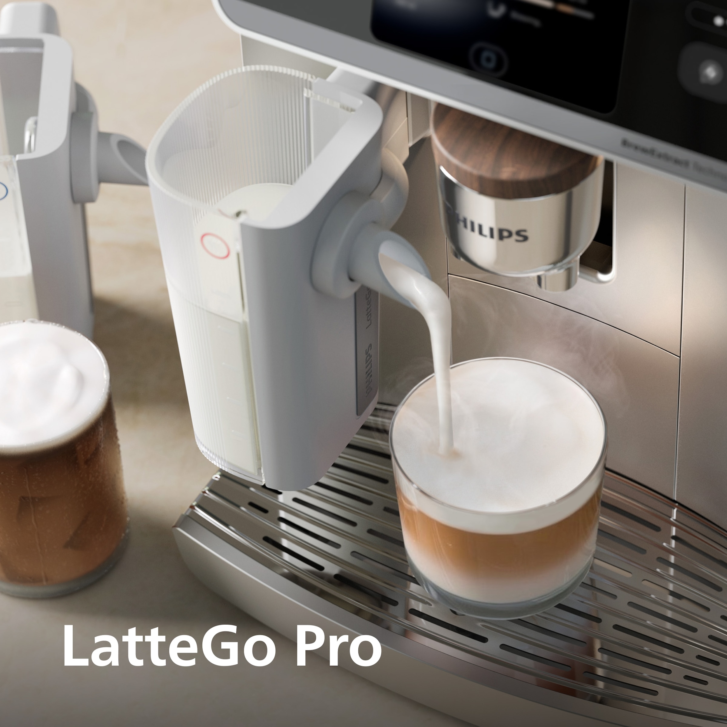 Philips Kaffeevollautomat »EP8757/20 8000 Series Café Aromis, 50 Getränke (heiß oder eisgekühlt)« über 50 heiße und kalte Getränke, mit LatteGo Pro-Milchsystem, Silber