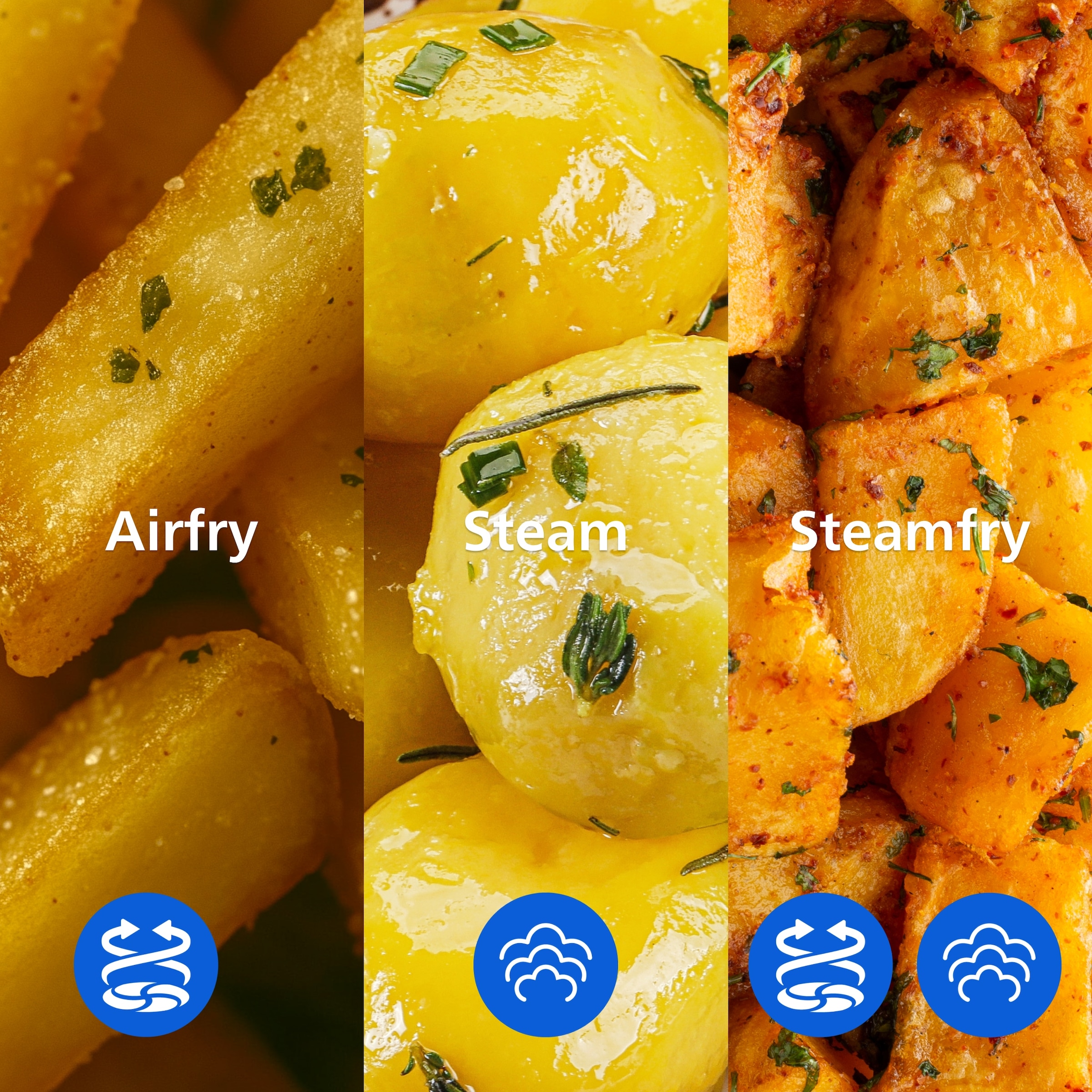 Philips Heißluftfritteuse »NA547/07 Steam Airfryer 5000 Series mit EasySlide, 7,2L Kapazität« 2000 W mit Dampfgarfunktion u. RapidAir Plus Technologie; Schwarz/Gold