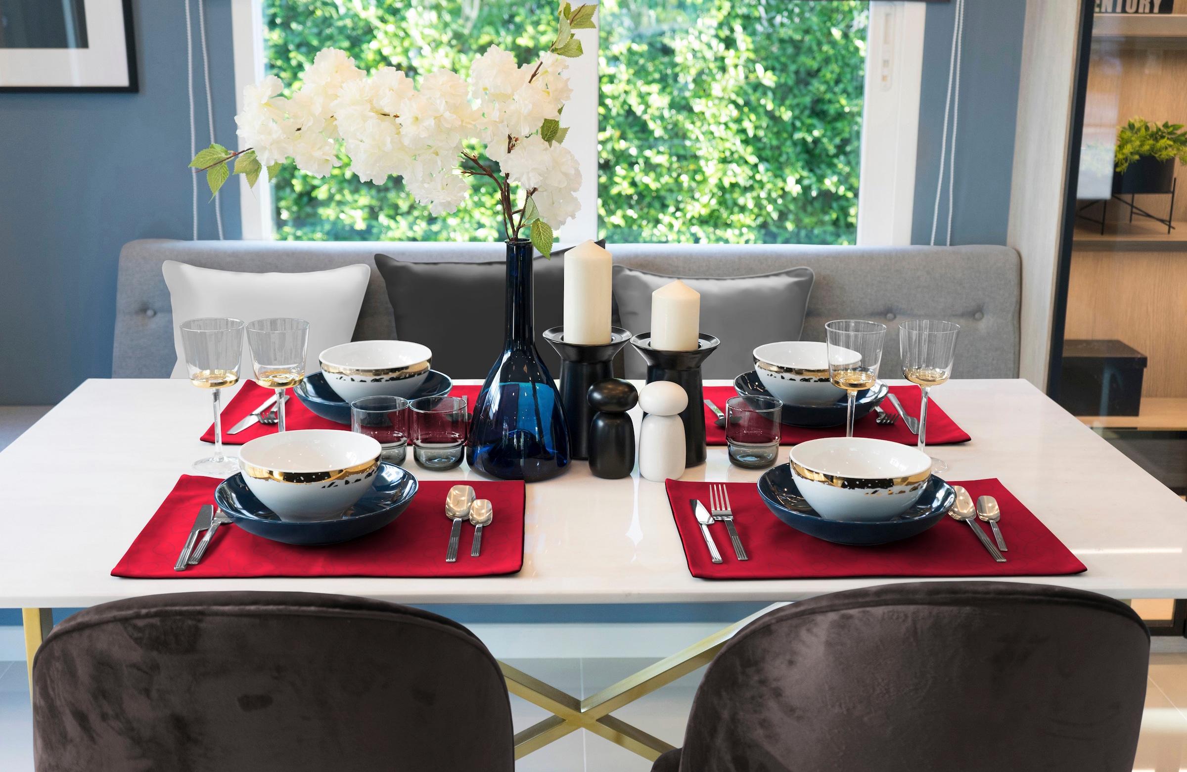 Wirth Platzset »Westport«, (2 St.), Made in Germany, Jacquard Dekostoff, Blatt-Design, Pflegeleicht