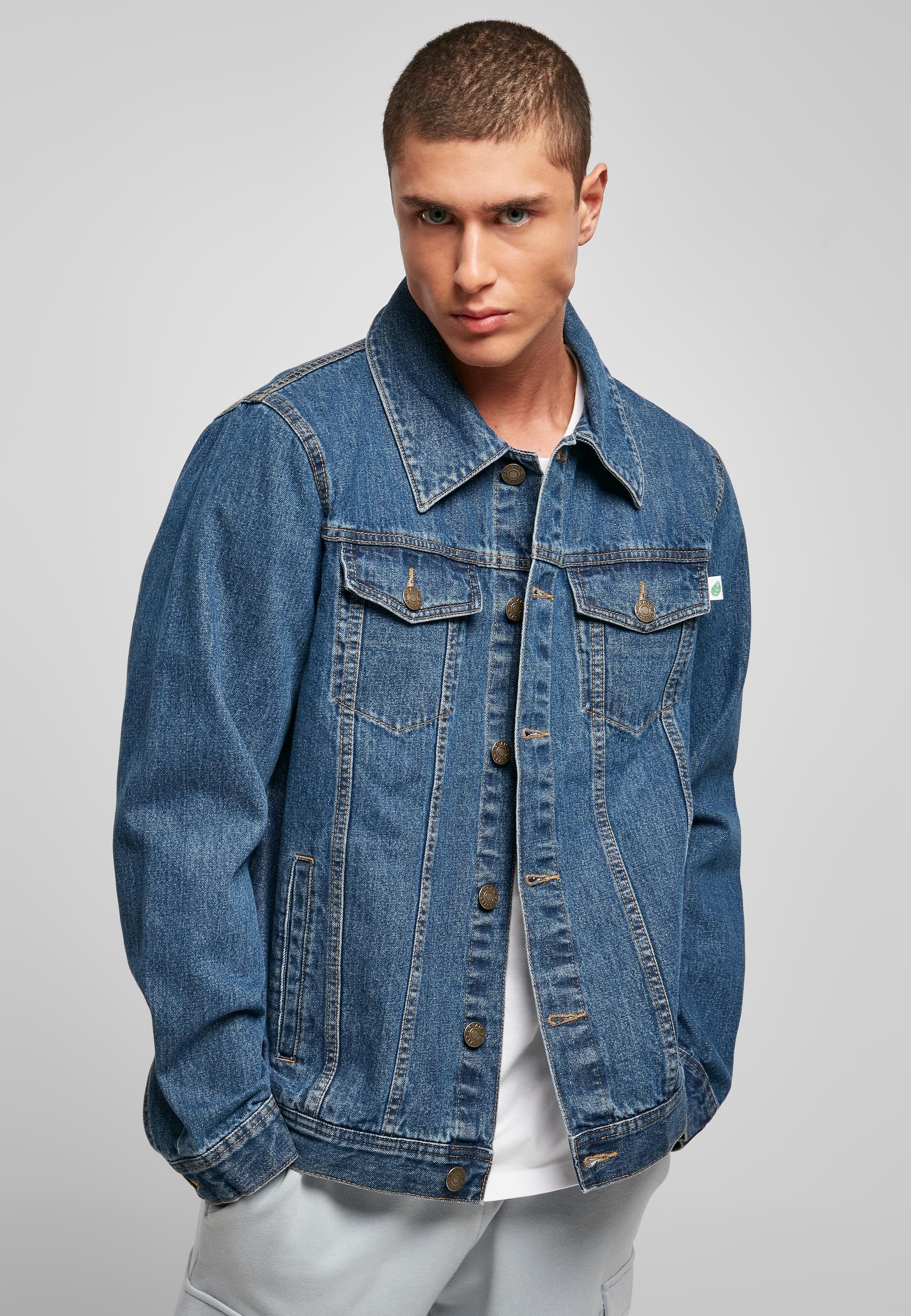 URBAN CLASSICS Jeansjacke »Urban Classics Herren Organic Basic Denim Jacket« 1 Stk. tlg. ohne Kapuze