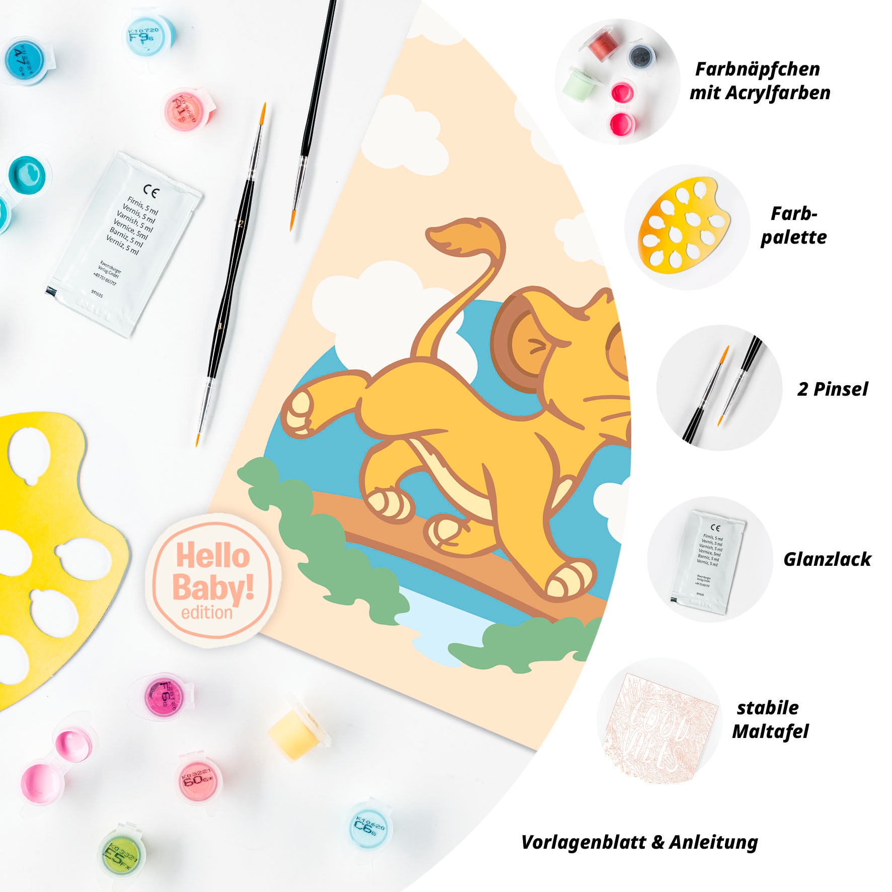 Ravensburger Malen nach Zahlen »CreArt, Hello Baby, Simba« für Erwachsene; Made in Europe